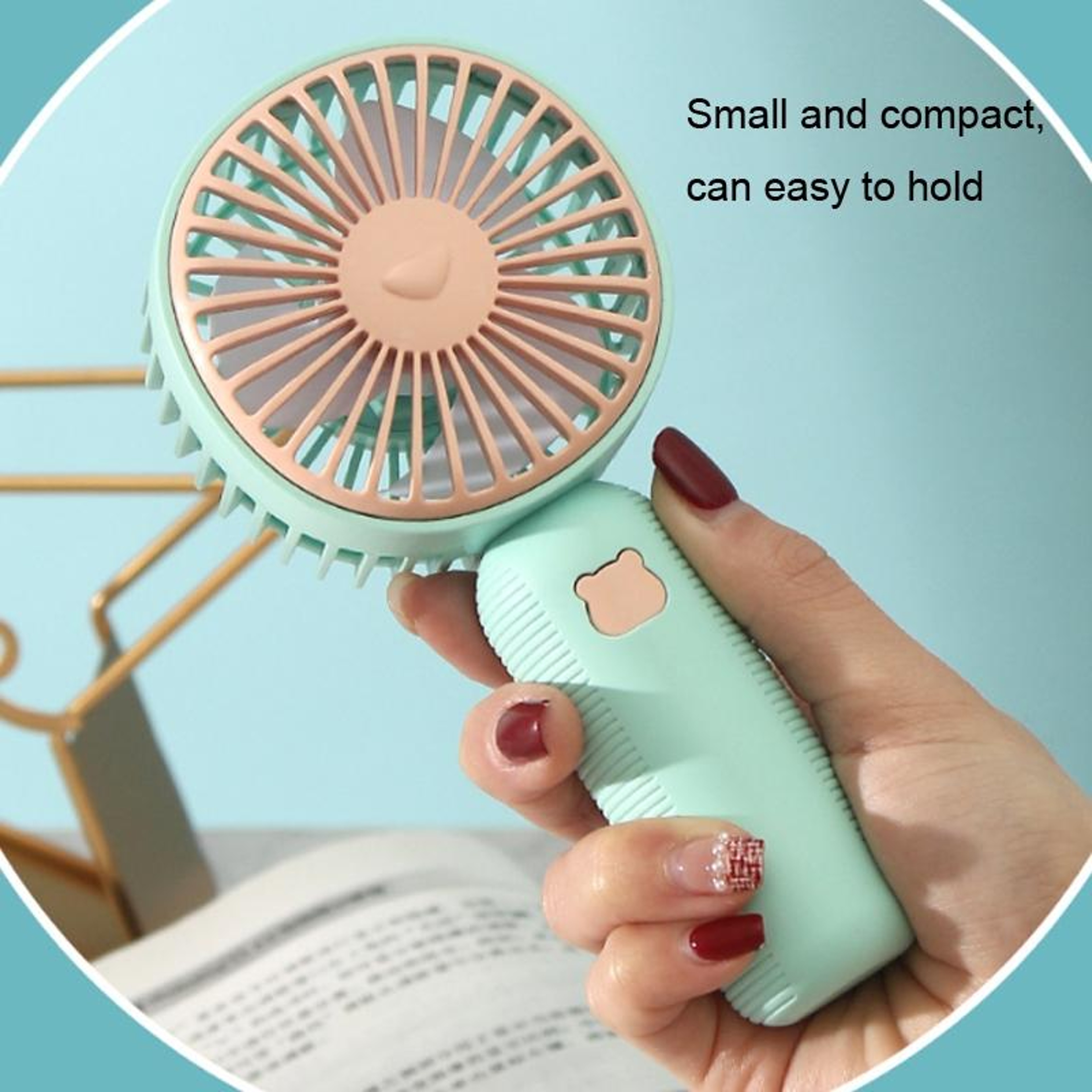 Portable Mini Fan USB Rechargeable Handheld Pocket Fan With Phone Stand 8