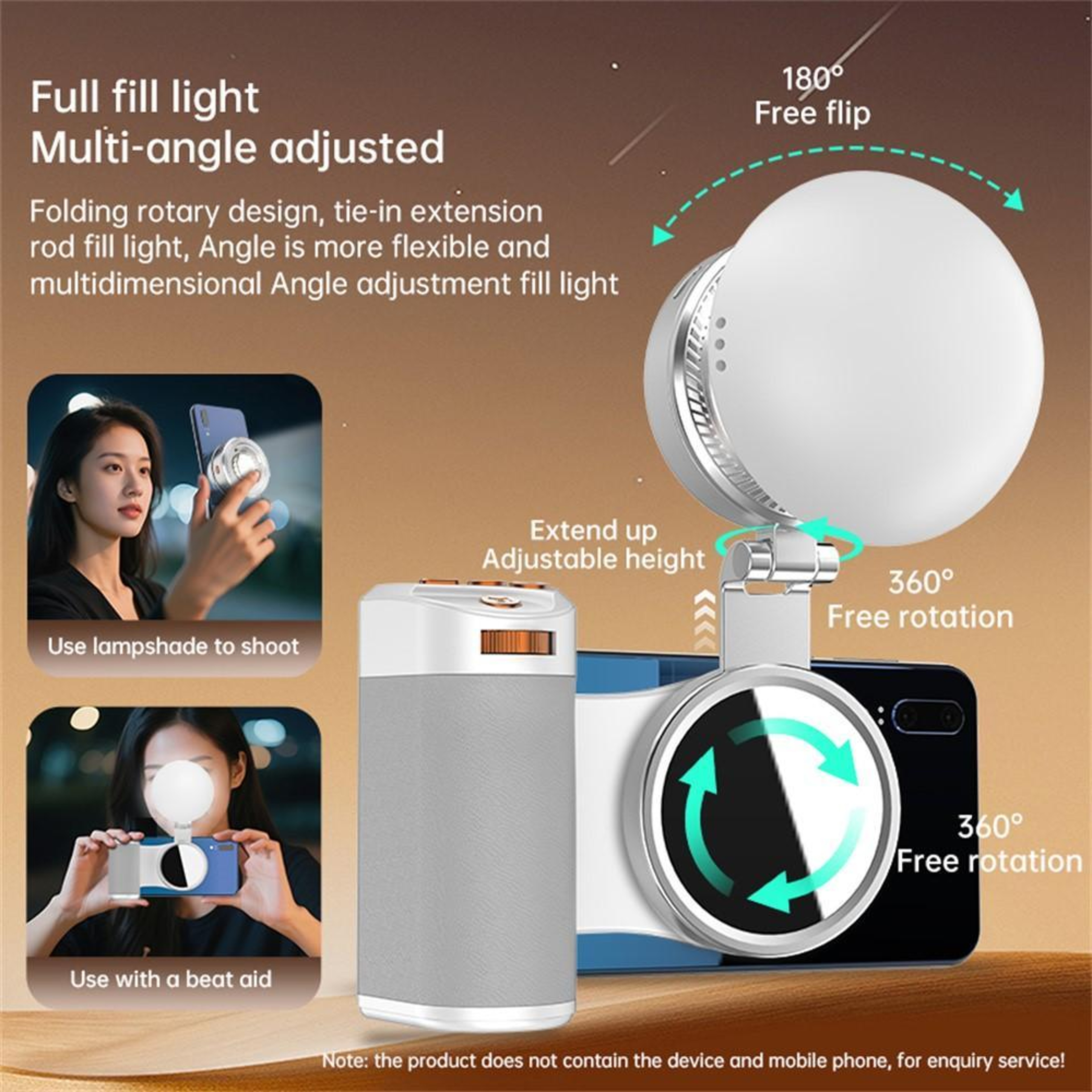 Magnetic Selfie Light Rotating LED Ring Light with Color Modes for Phone Photography – view 15