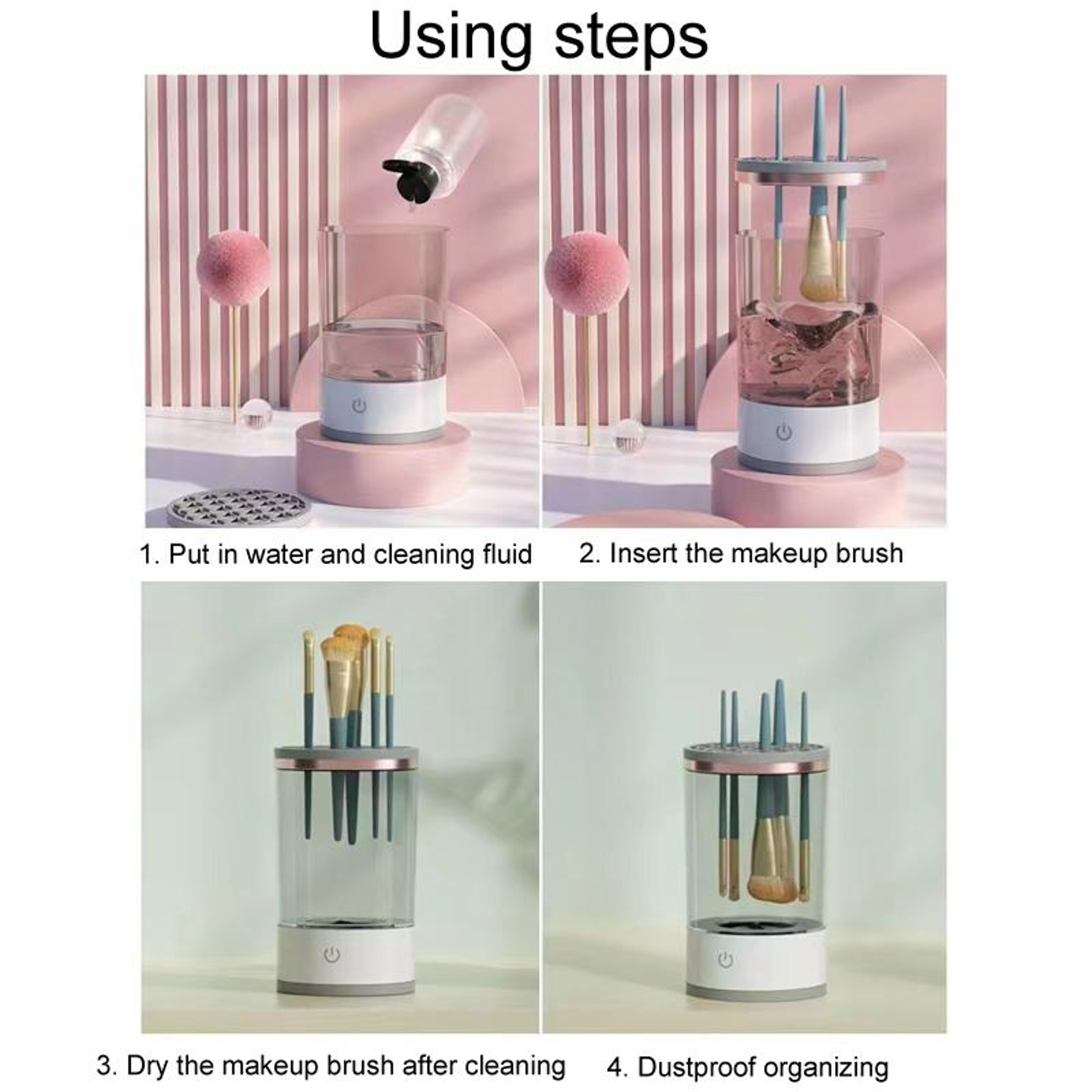 Electric Makeup Brush Cleaner USB Makeup Brush Cleaner Automatic Brush Organizer 8