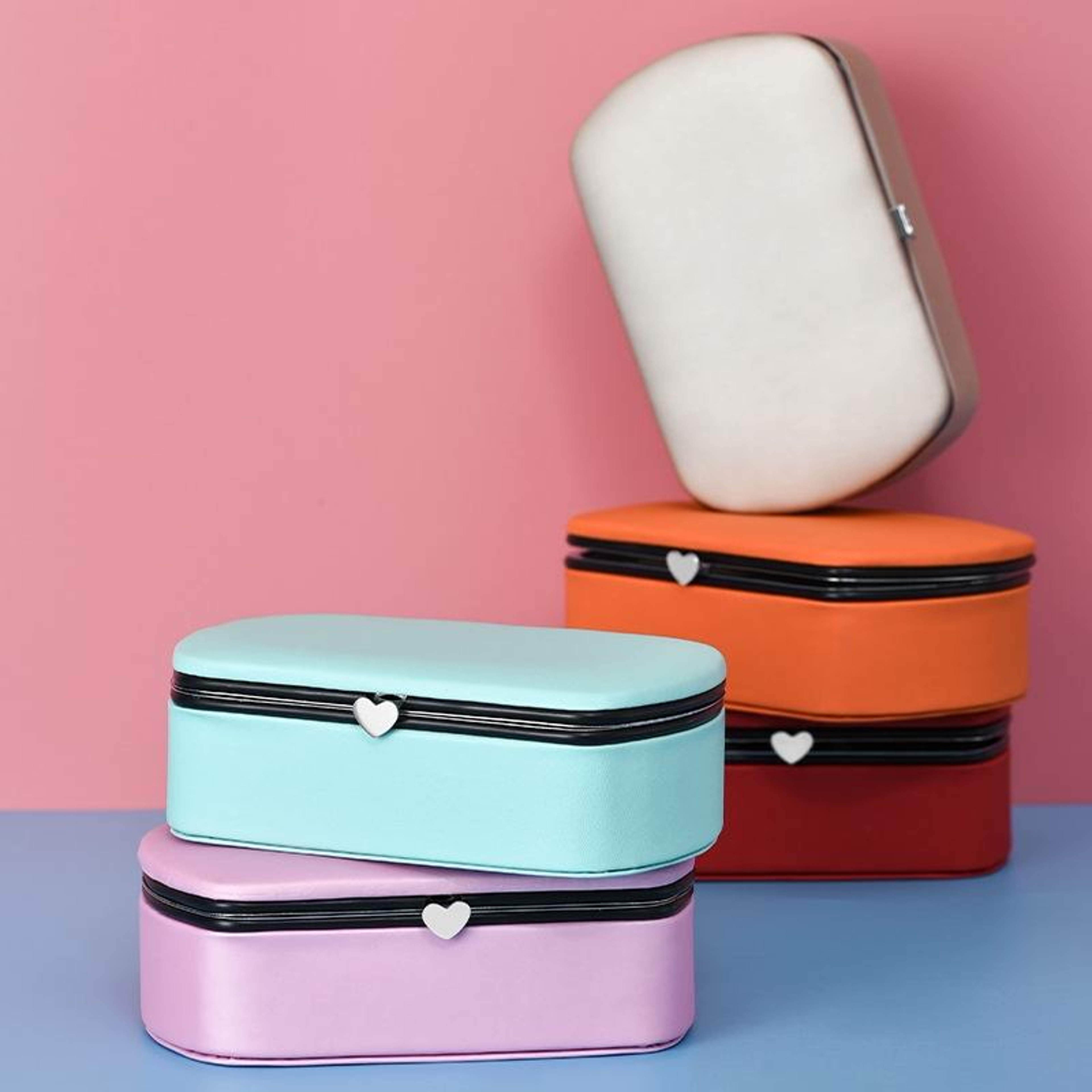 Portable Travel Jewelry Box With Necklace Holder Ring Organizer And Lipstick Storage Case Orange 5