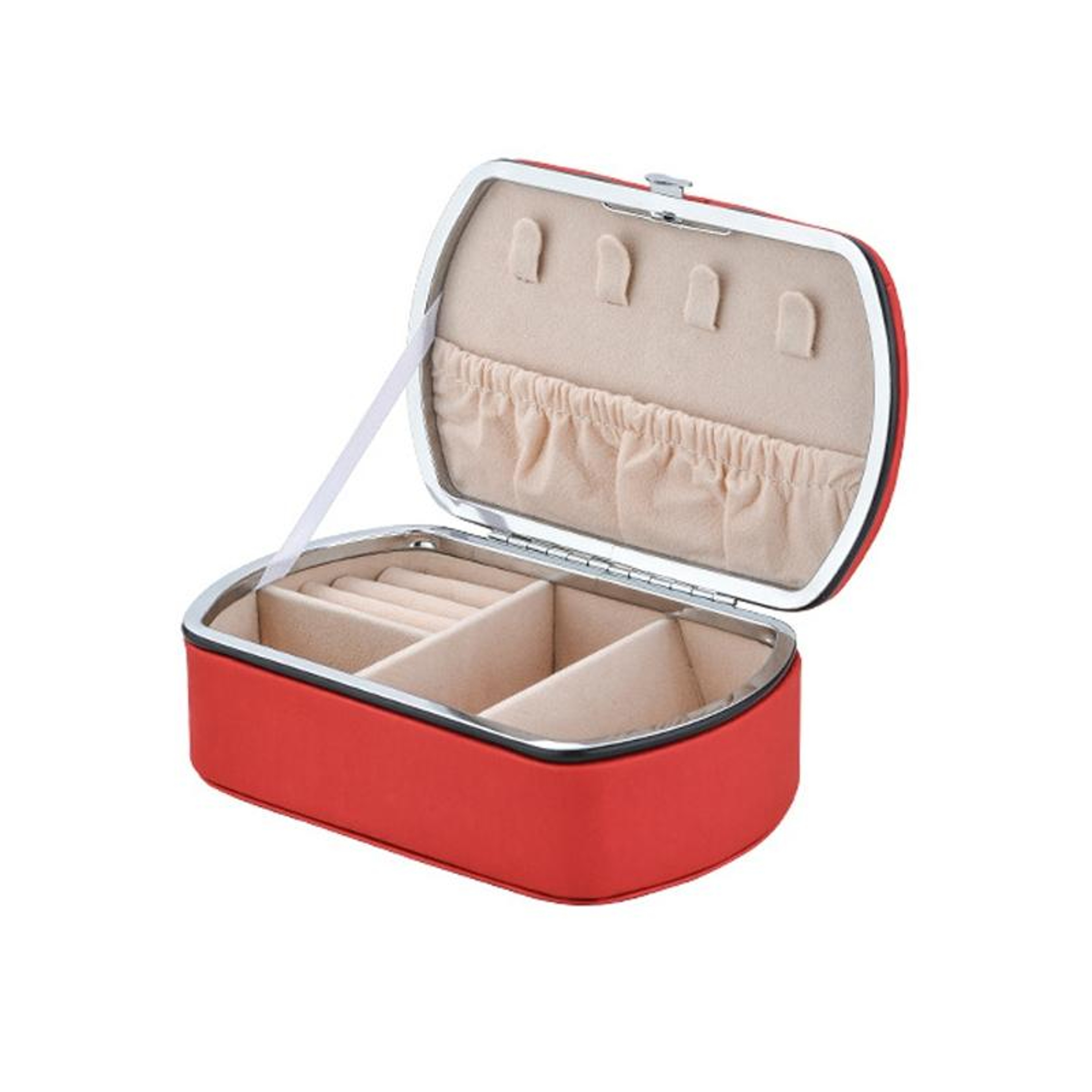 Portable Travel Jewelry Box With Necklace Holder Ring Organizer And Lipstick Storage Case Orange 12