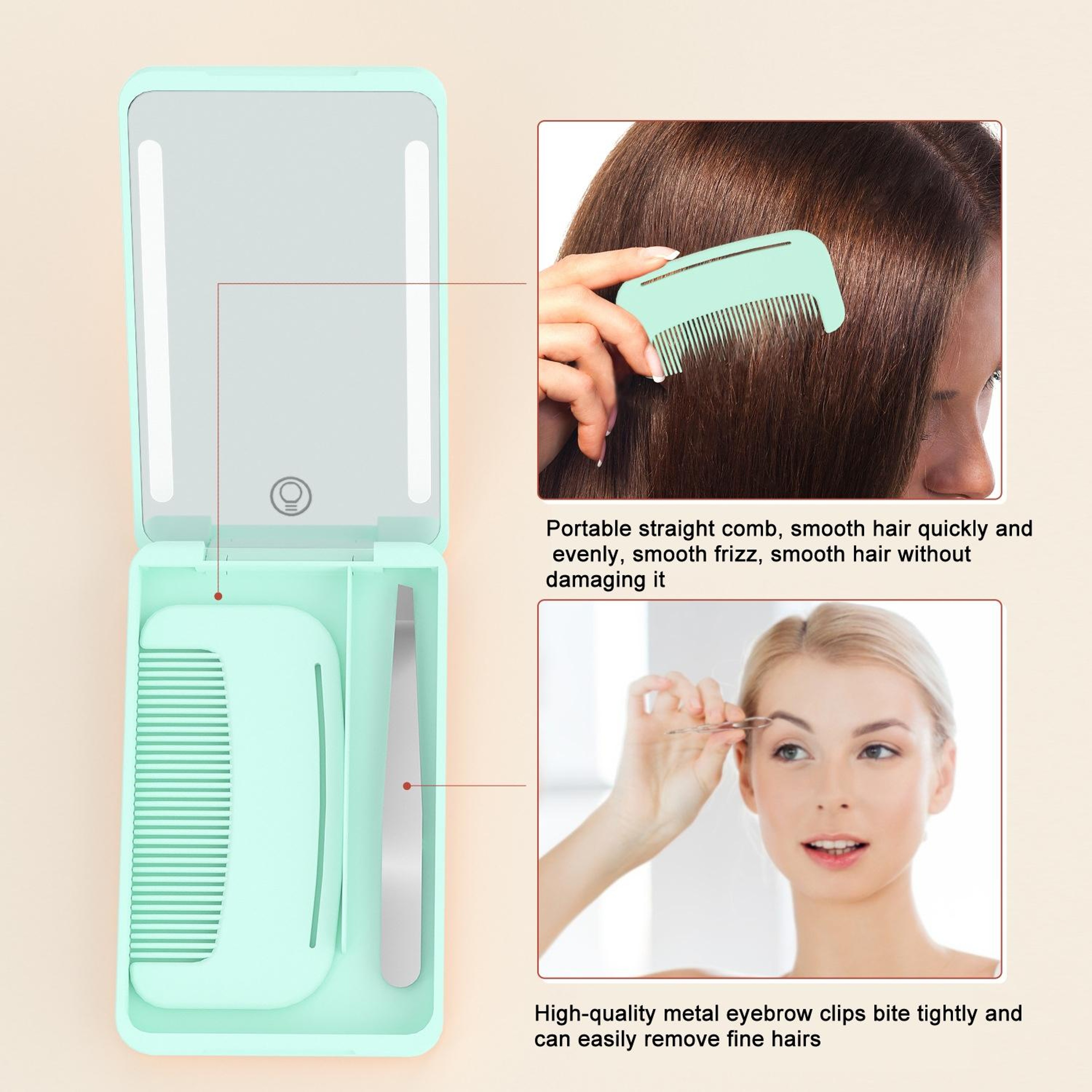 Rechargeable LED Makeup Mirror with Smart Fill Light Portable Travel Makeup Mirror Beauty Set – view 3