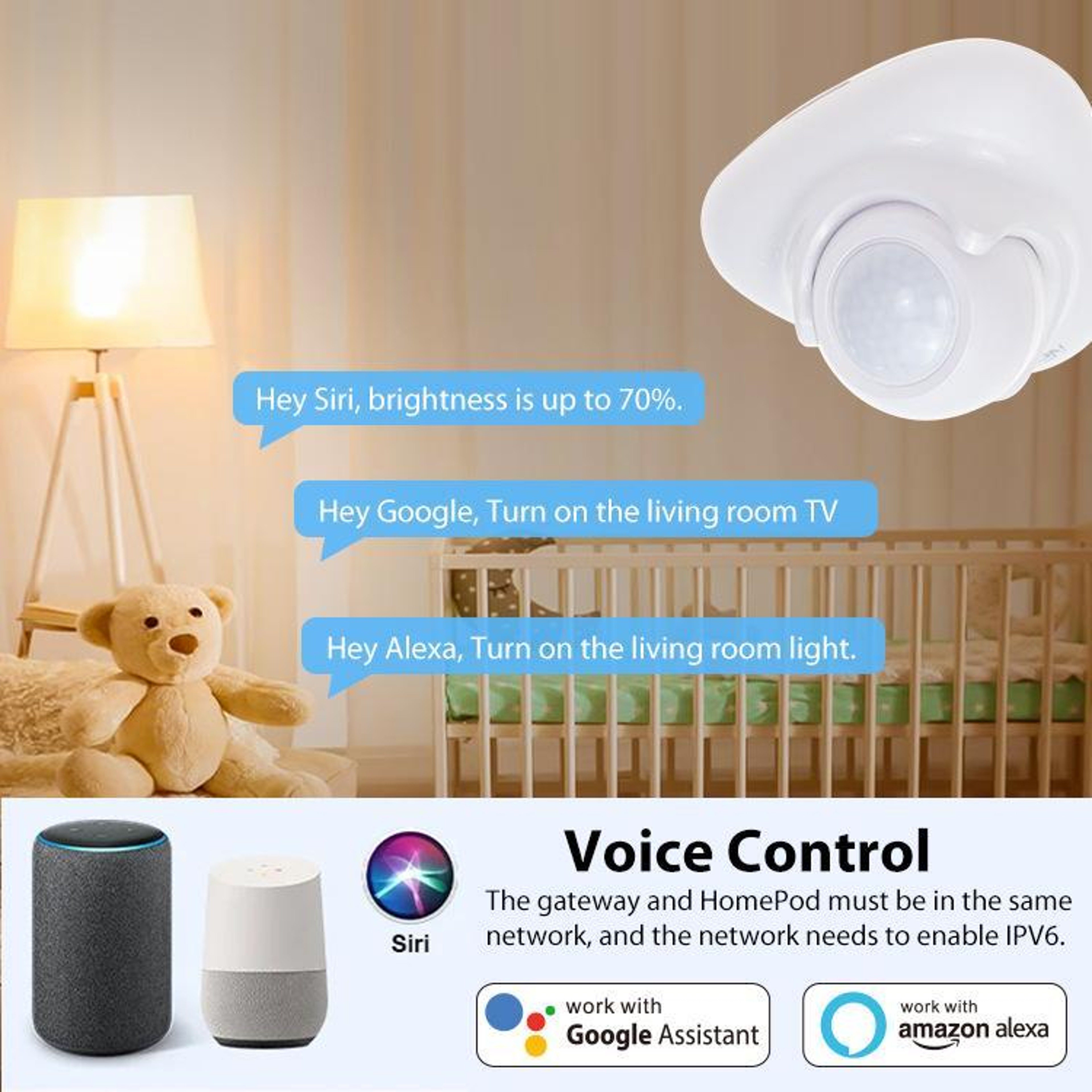 Matter Thread Smart PIR Motion Sensor USB C For Tuya Smart Home Automation 8