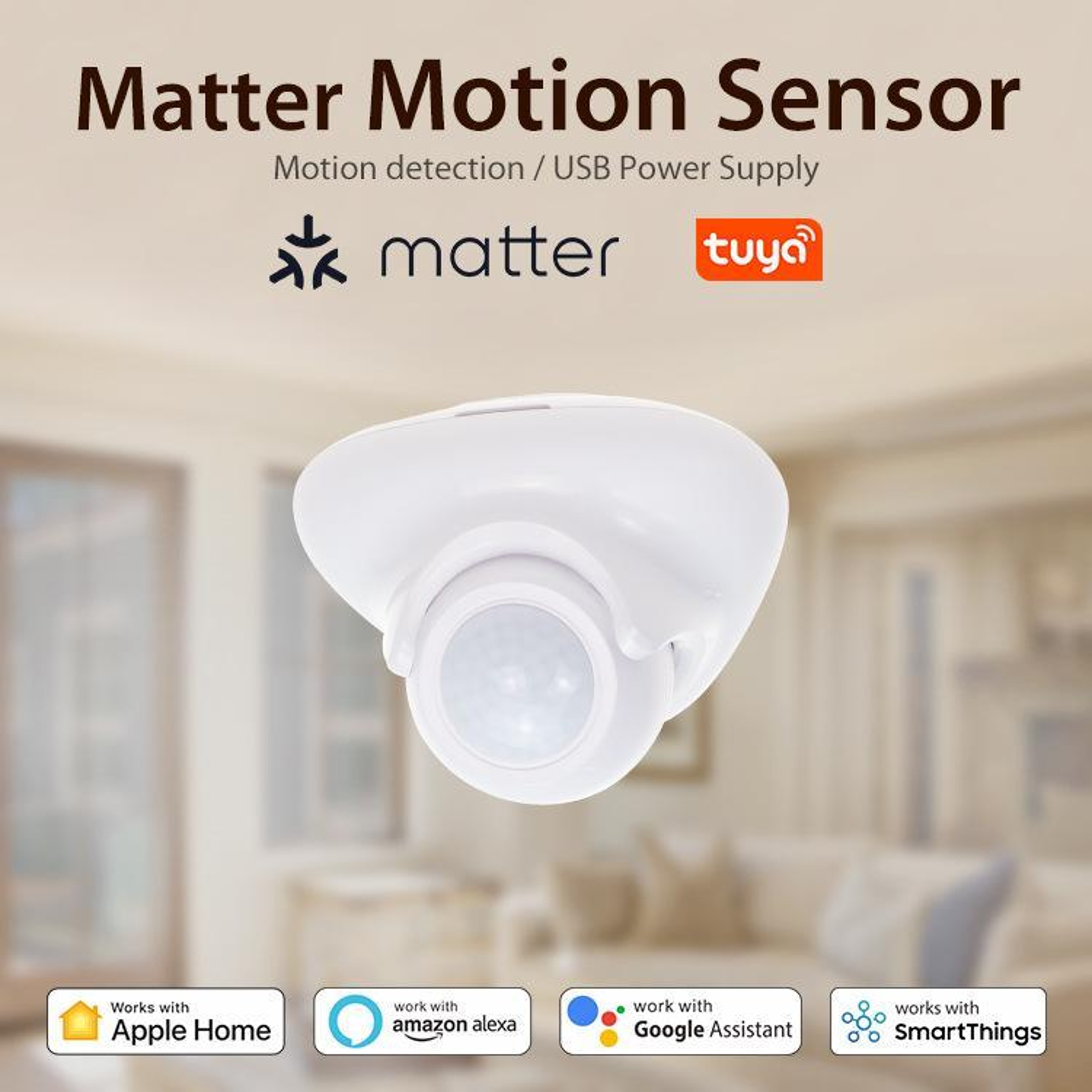 Matter Thread Smart PIR Motion Sensor USB C For Tuya Smart Home Automation 1
