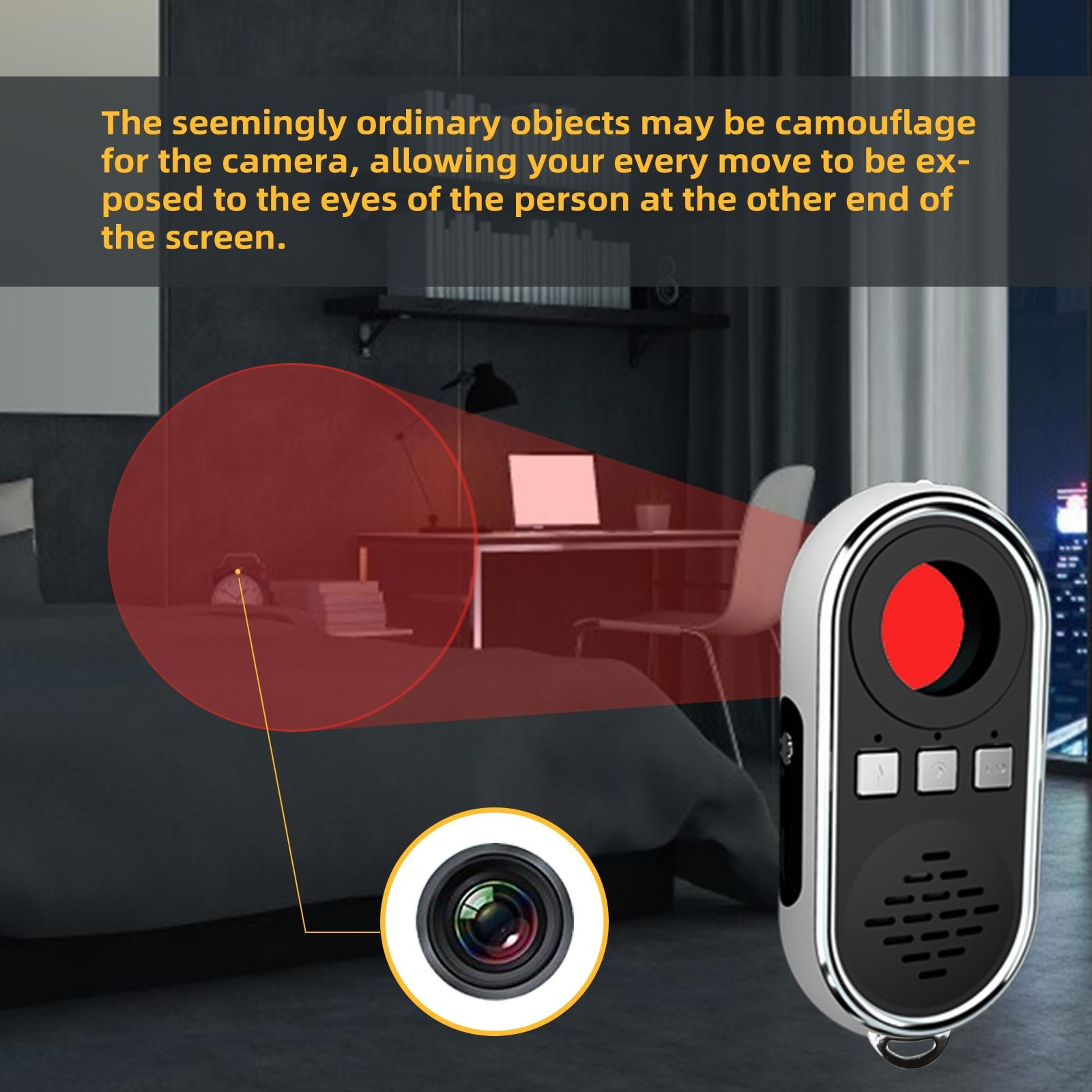 Hidden Camera Detector With LED Flashlight Portable Spy Camera Detector For Travel Privacy Protecti 3