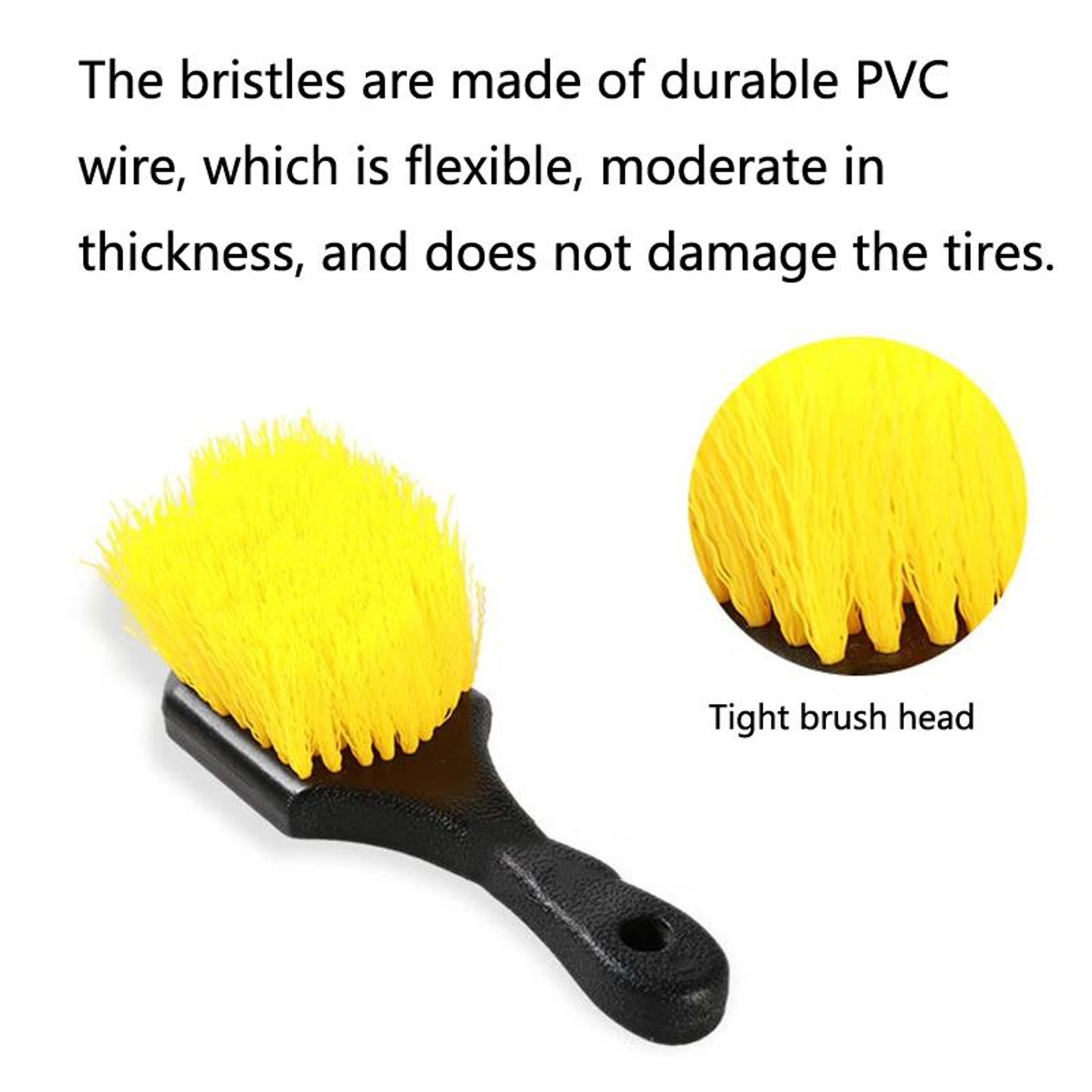 Premium Tire Cleaning Brush Short Handle Long Bristle Wheel Cleaning Brush for Car Detailing Yellow – view 4