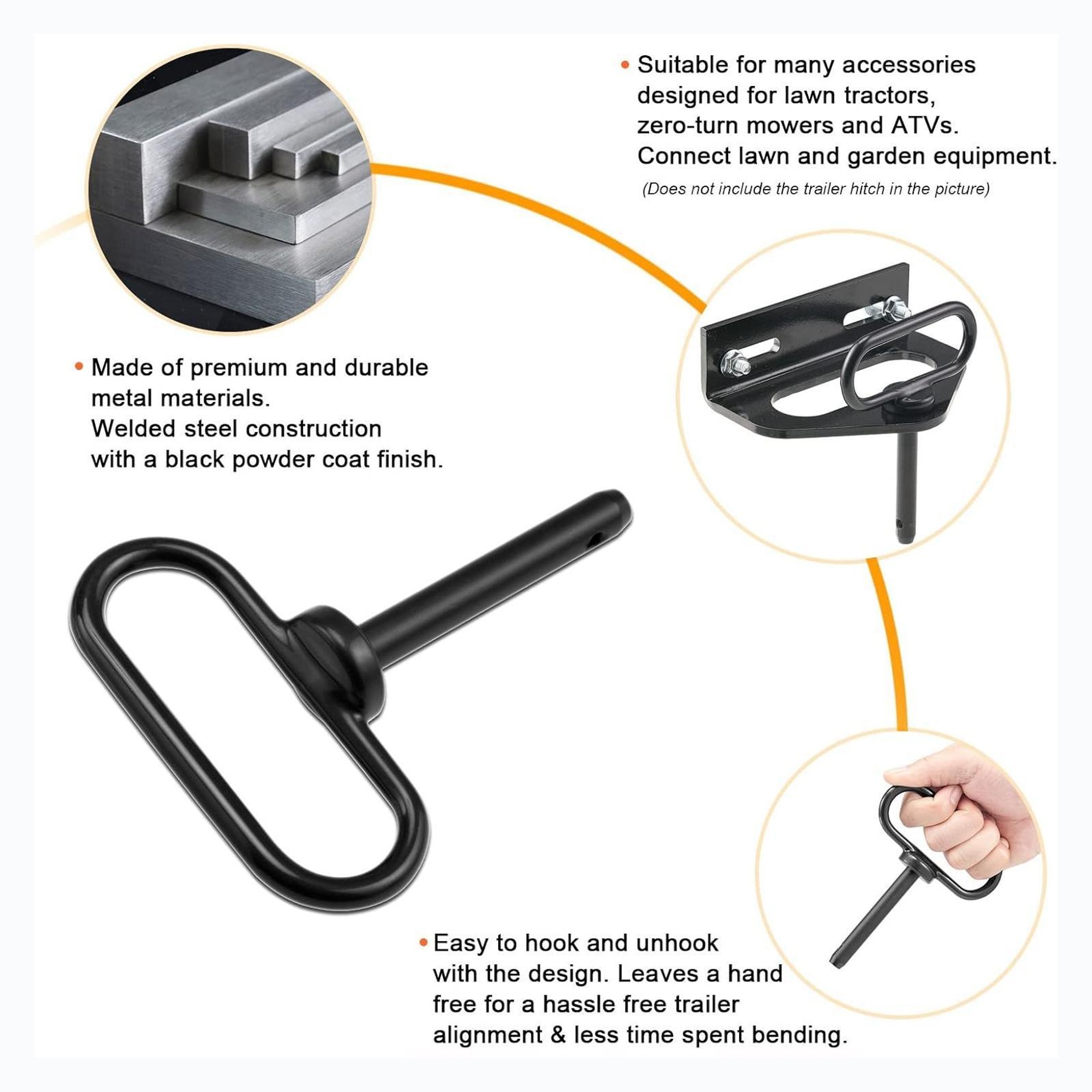 Lawn Tractor Hitch Pin Set Tow Behind Attachment for Tractor Towing – view 3