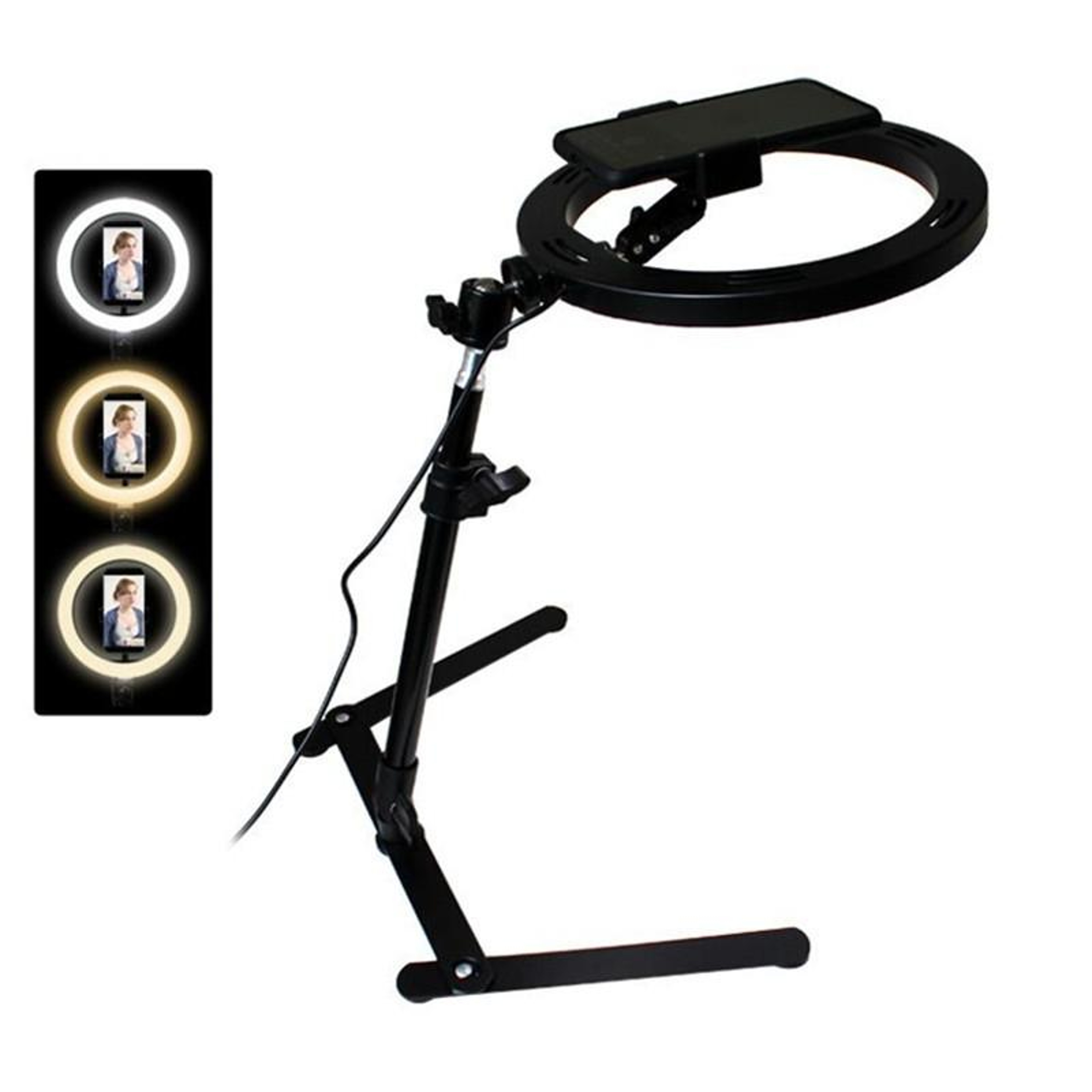 Overhead Ring Light Kit With Overhead Phone Stand And LED Fill Light For Live Streaming 5