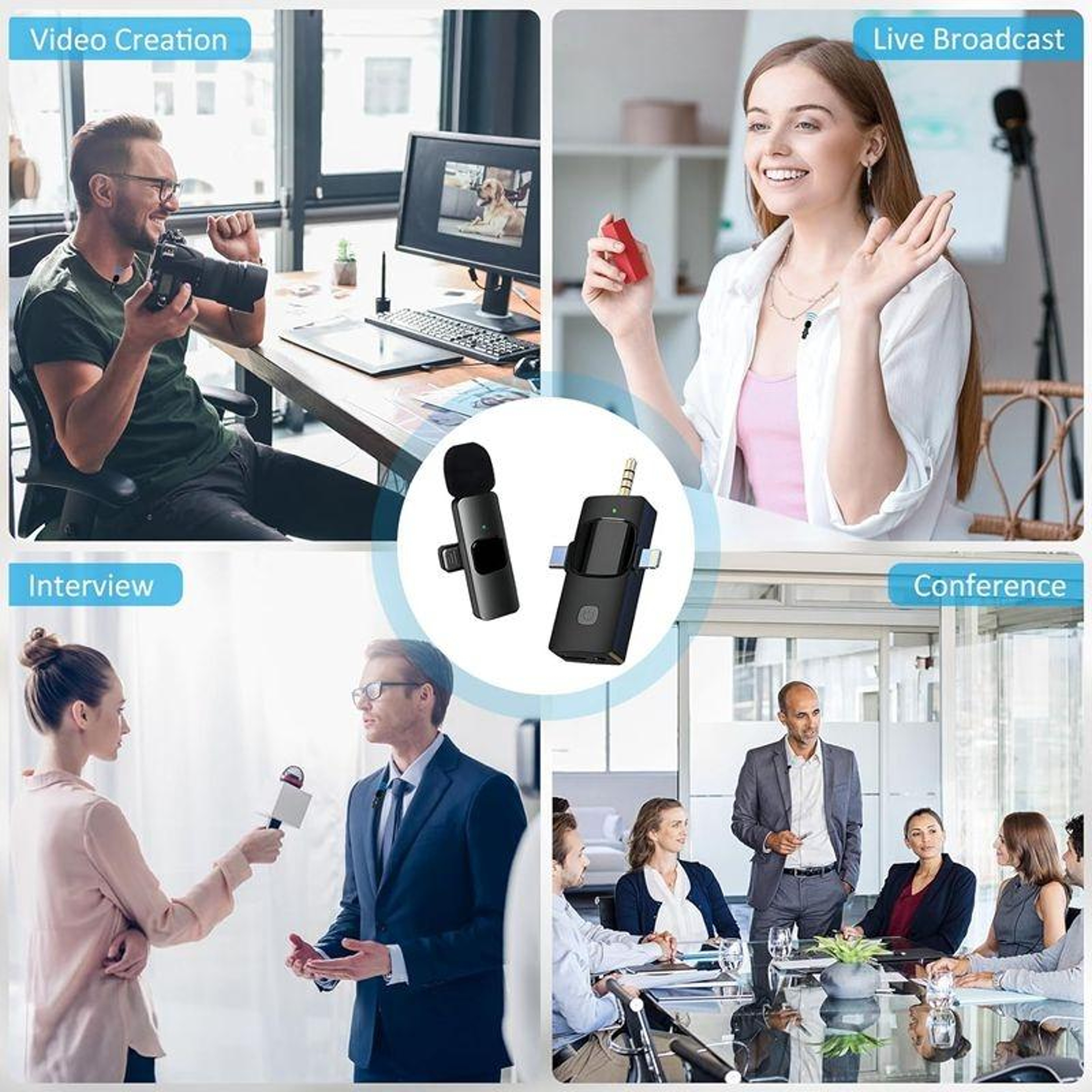 Wireless Lavalier Microphone for iPhone Android Clip On Vlogging Microphone – view 5