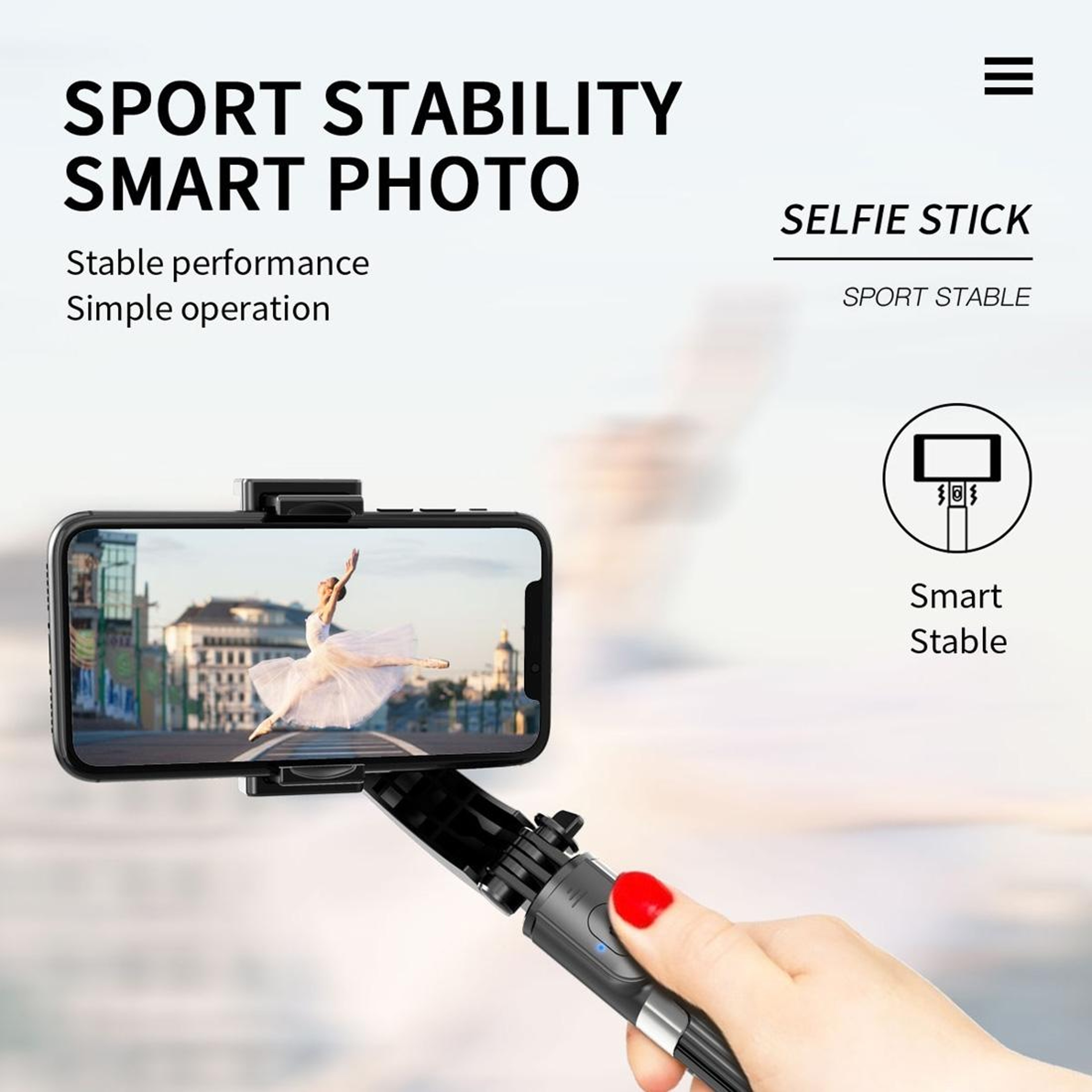 Bluetooth Selfie Stick with Gimbal Stabilizer Tripod and Wireless Remote – view 5