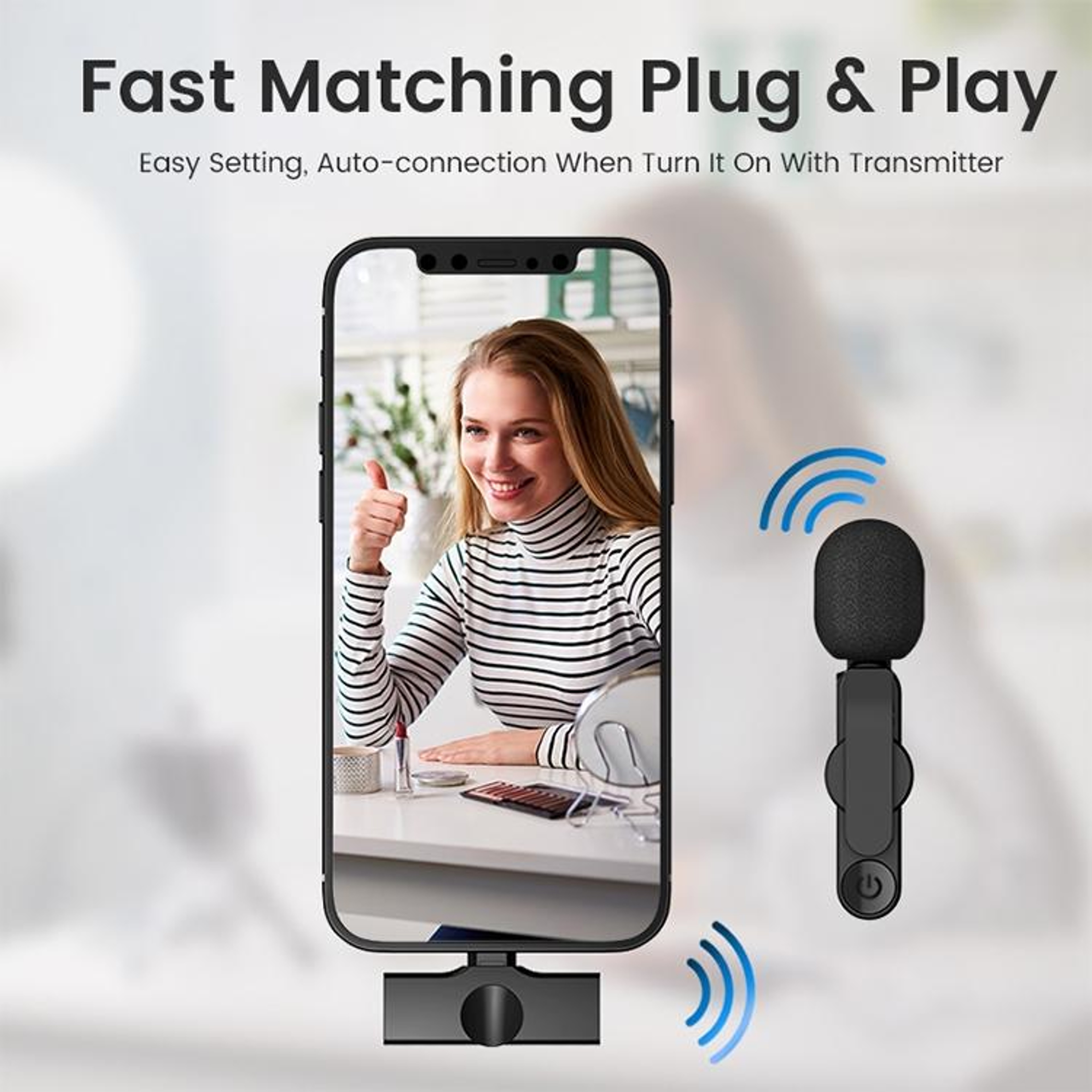 Wireless Lavalier Microphone Lightning Clip On Microphone For IPhone With Noise Reduction 2