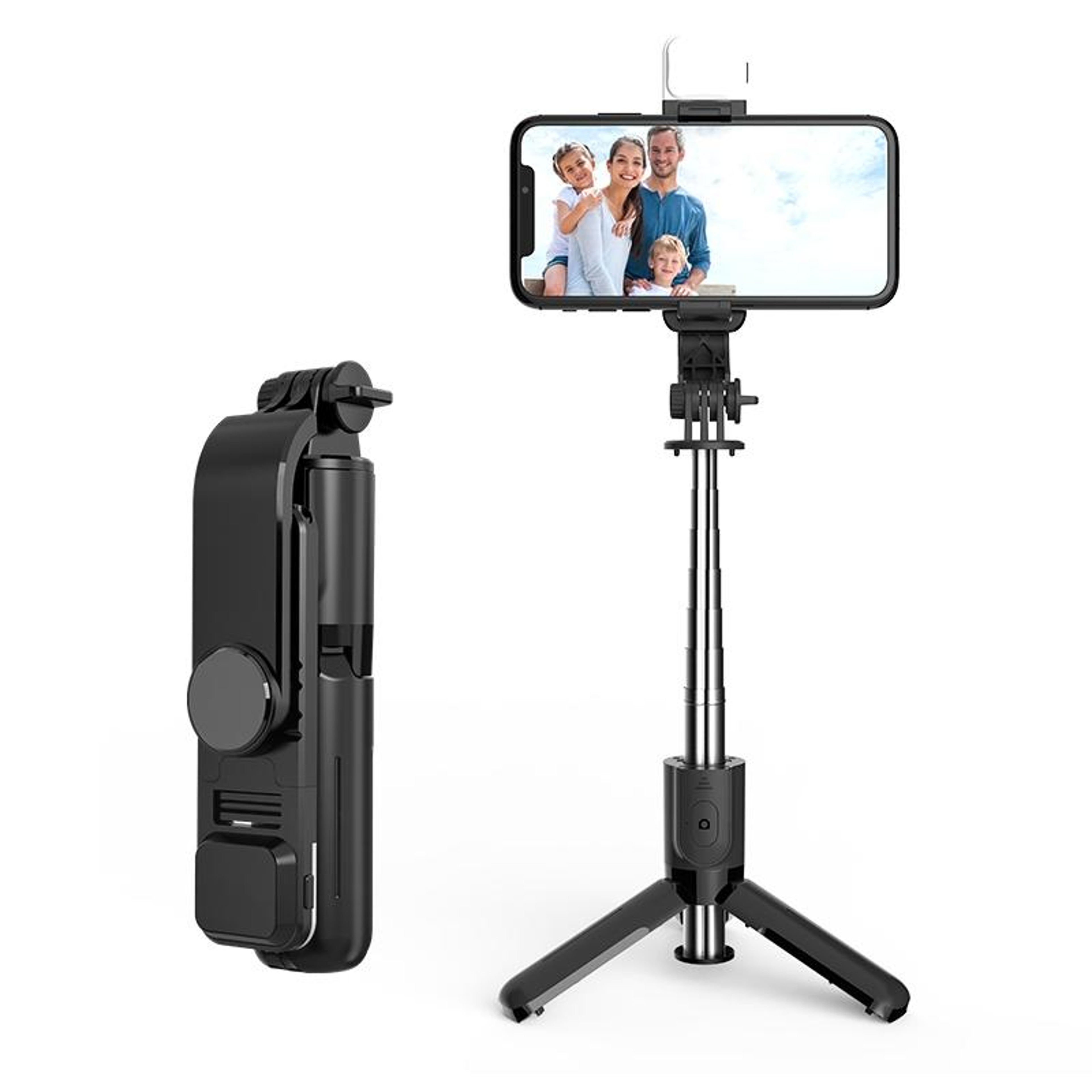 Bluetooth Selfie Stick With Tripod Stand LED Fill Light And Wireless Remote 1