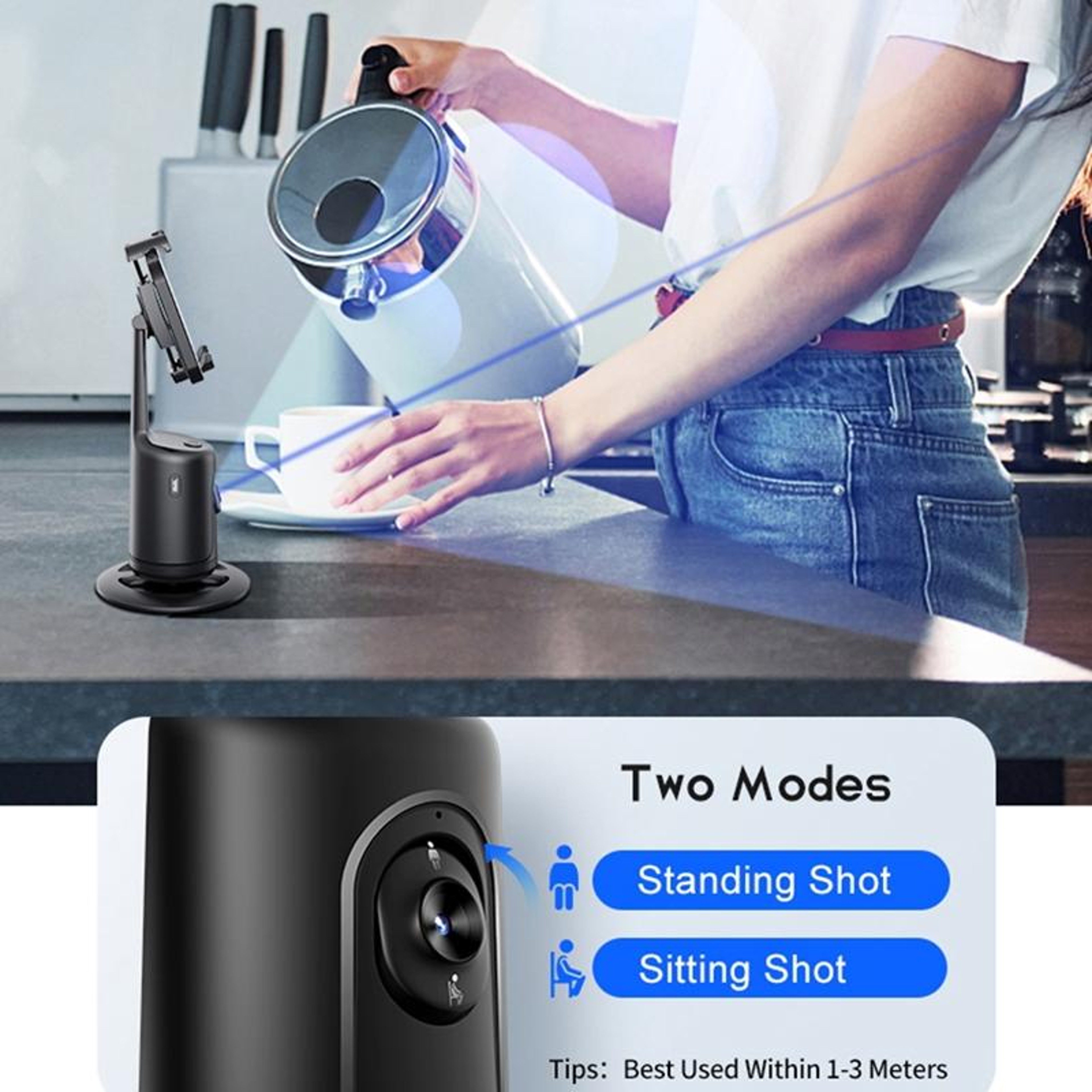 P01 AI Phone Tracker Auto Face Tracking Gimbal Stabilizer With Tripod Mount 3