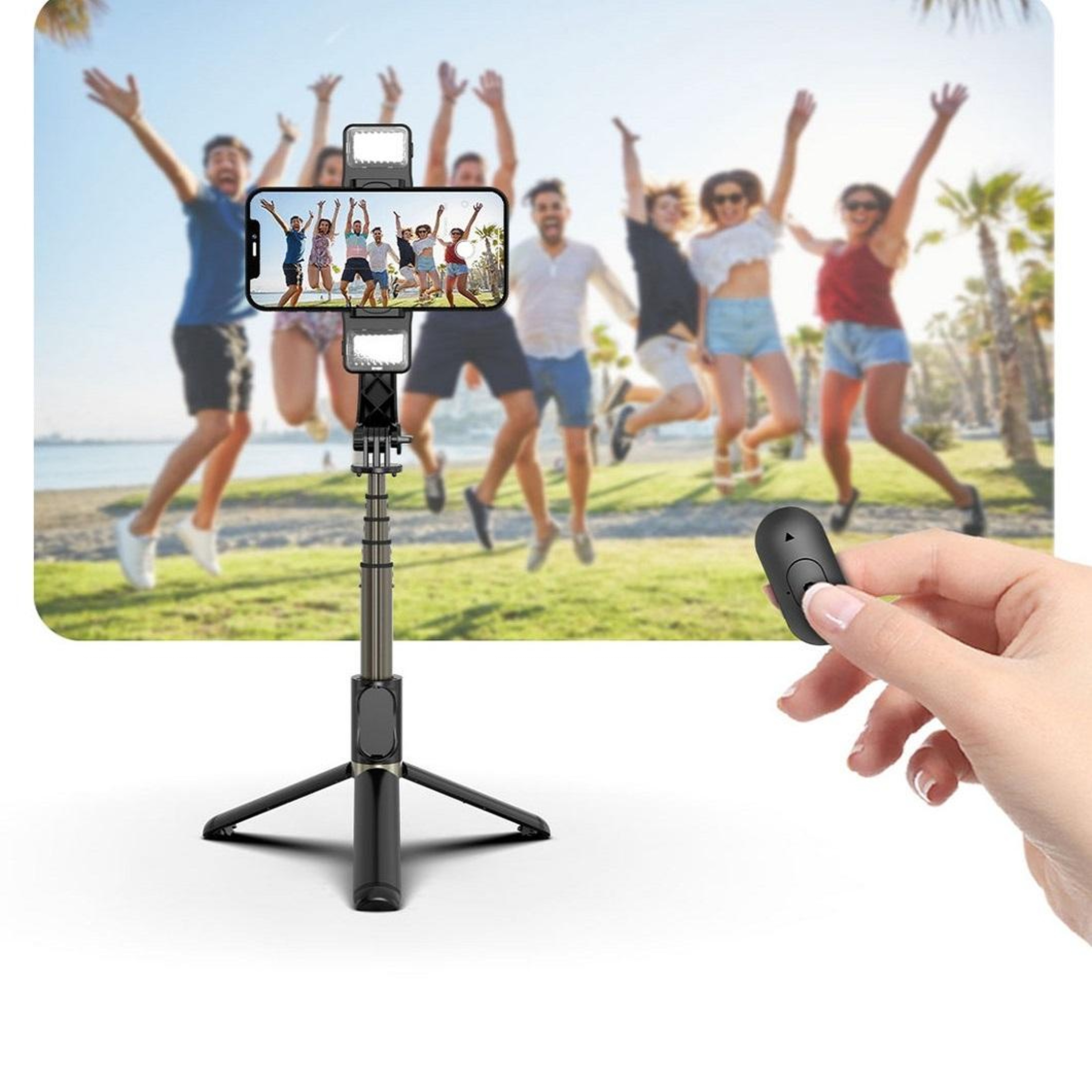 luetooth Selfie Stick Tripod with Dual LED Lights Wireless Remote and Degree Rotation – view 7