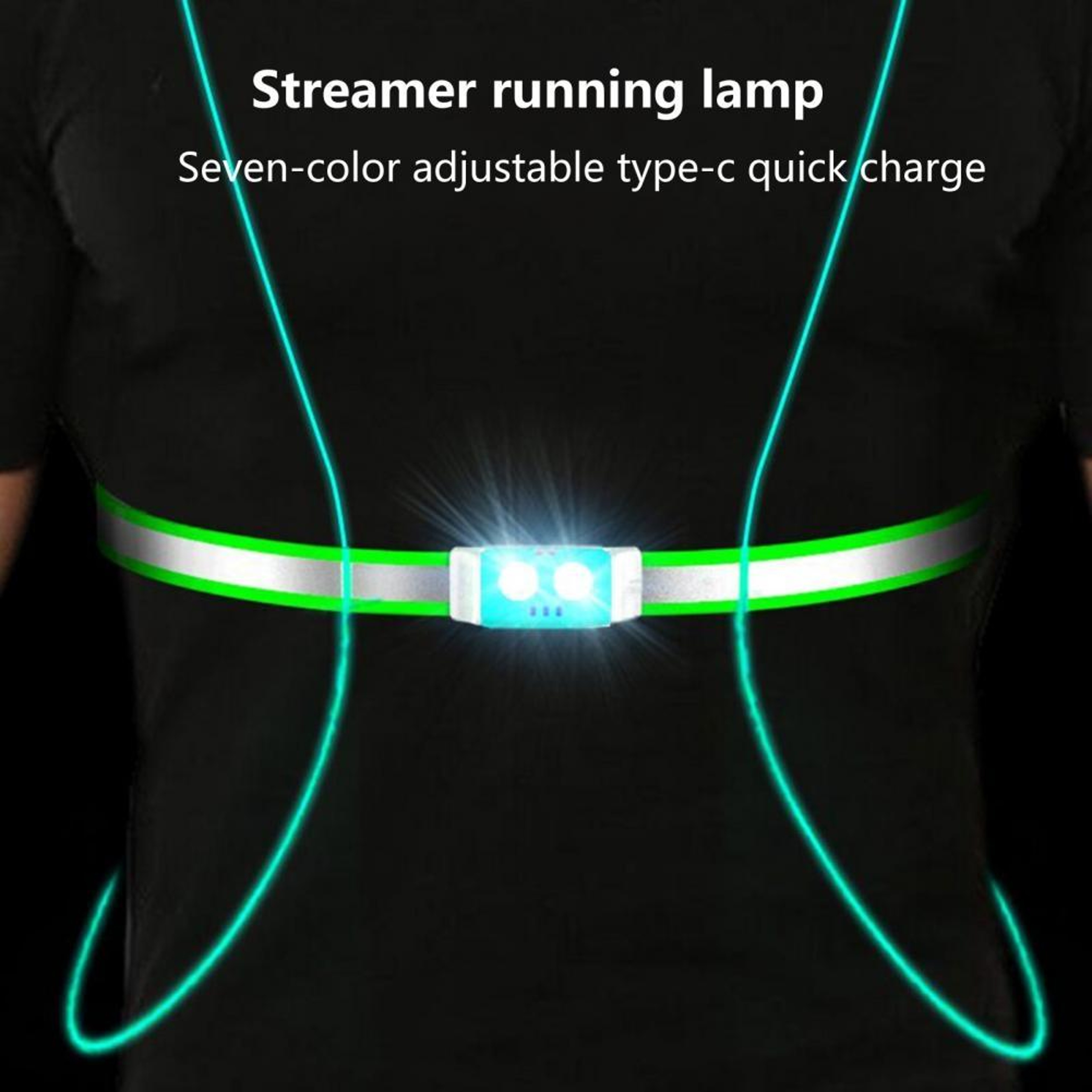 USB Rechargeable LED Running Chest Light Reflective Safety Strap For Night Running Walking Hiking 3