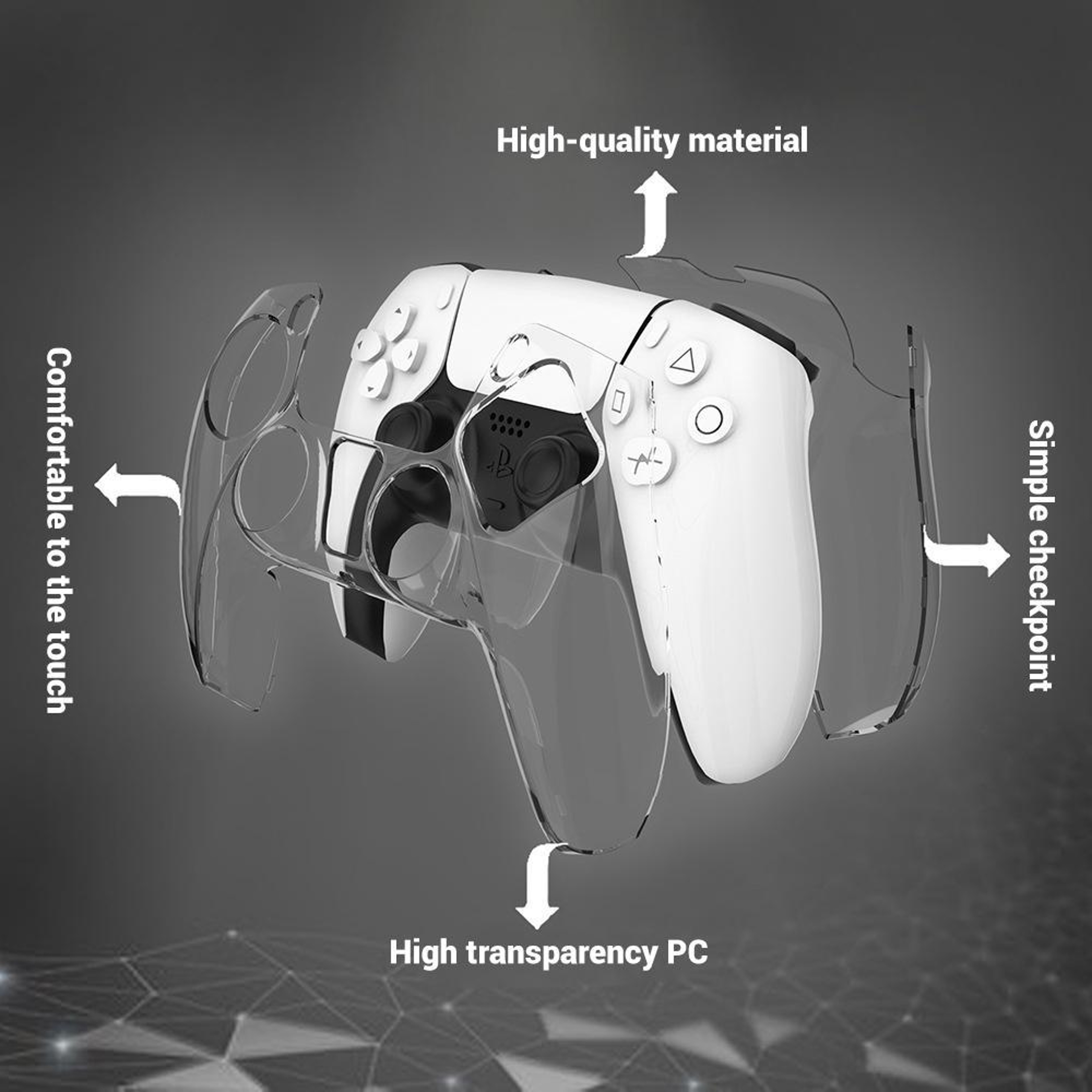 XDcase PS5 Controller Case Clear Hard PC DualSense Protective Cover Crystal Shell 3