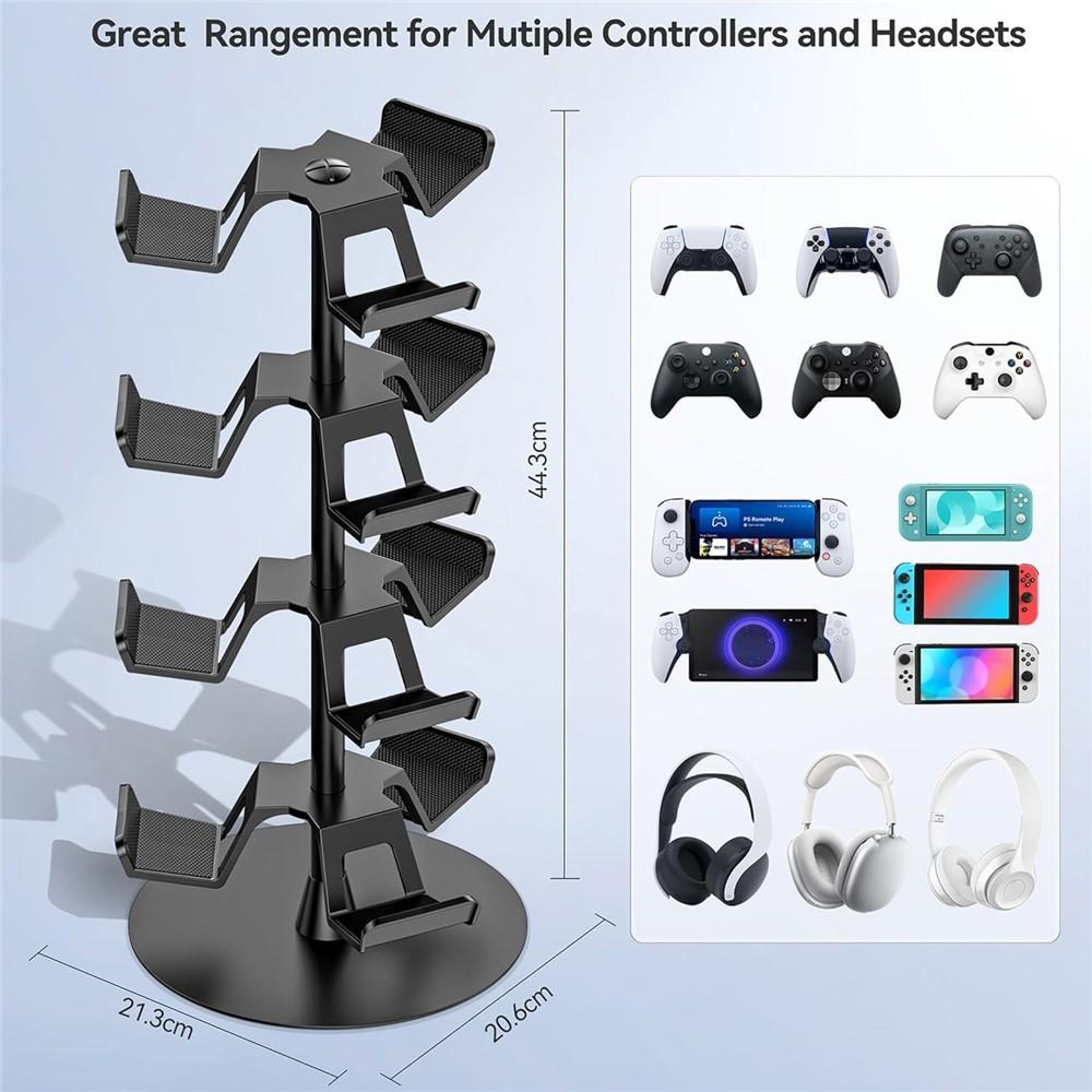 Rotating Tier Gaming Controller Stand For PS5 Xbox Switch Controllers 7