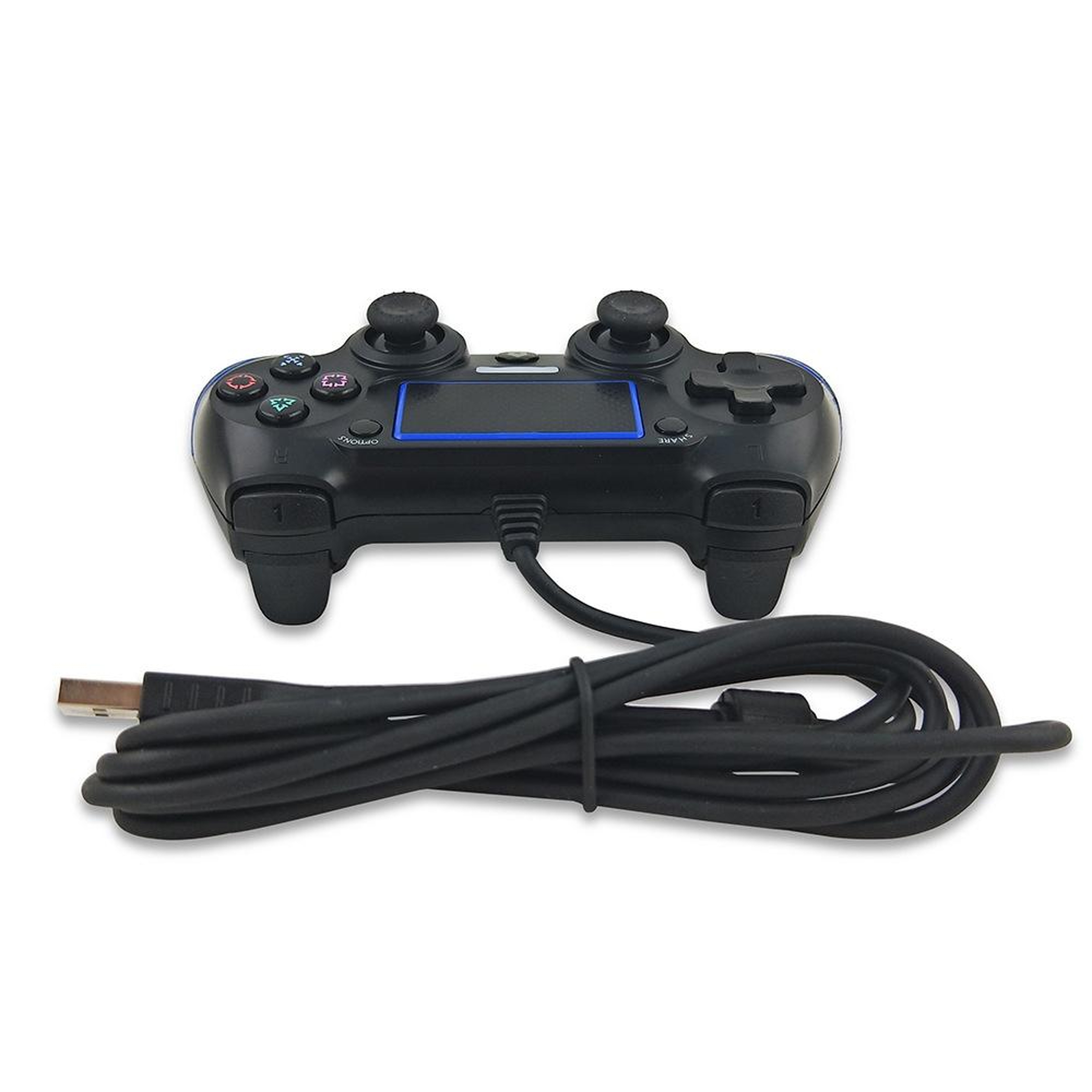 For PS4 Wired Game Controller With Cable Black Green 3