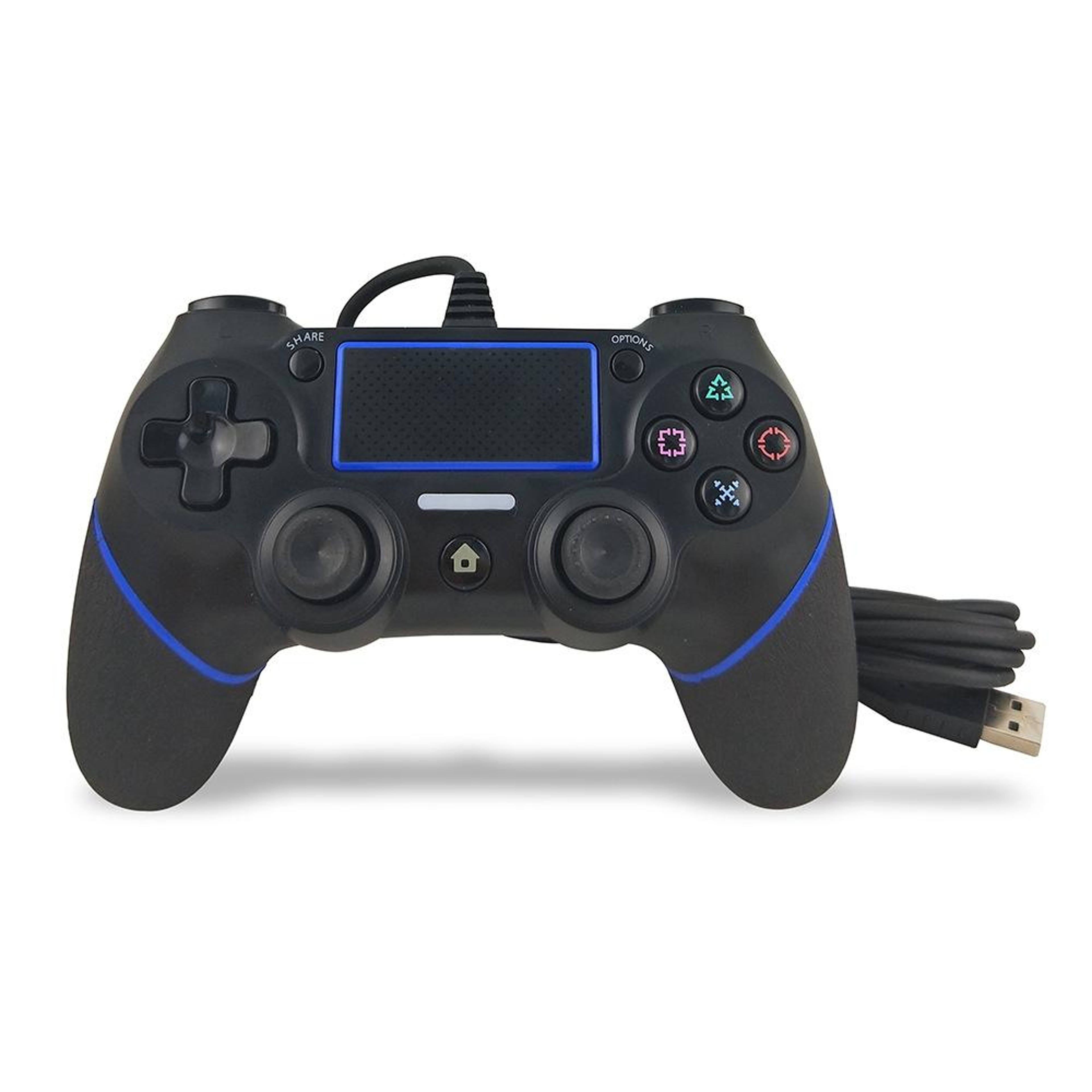 For PS4 Wired Game Controller With Cable Black Green 4