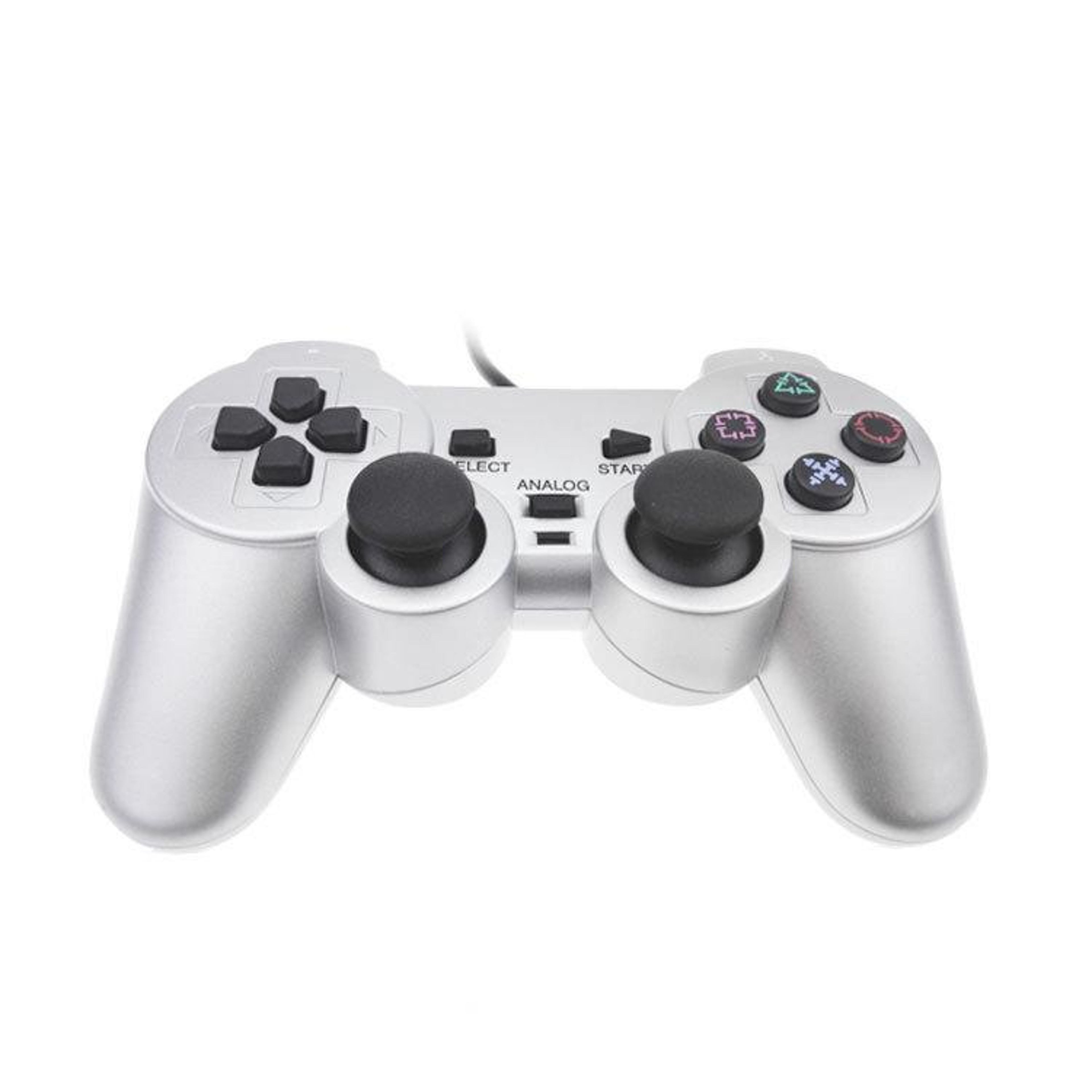 PS2 Wired Gamepad Dual Motor Vibration Controller Silver Gaming Joystick 1