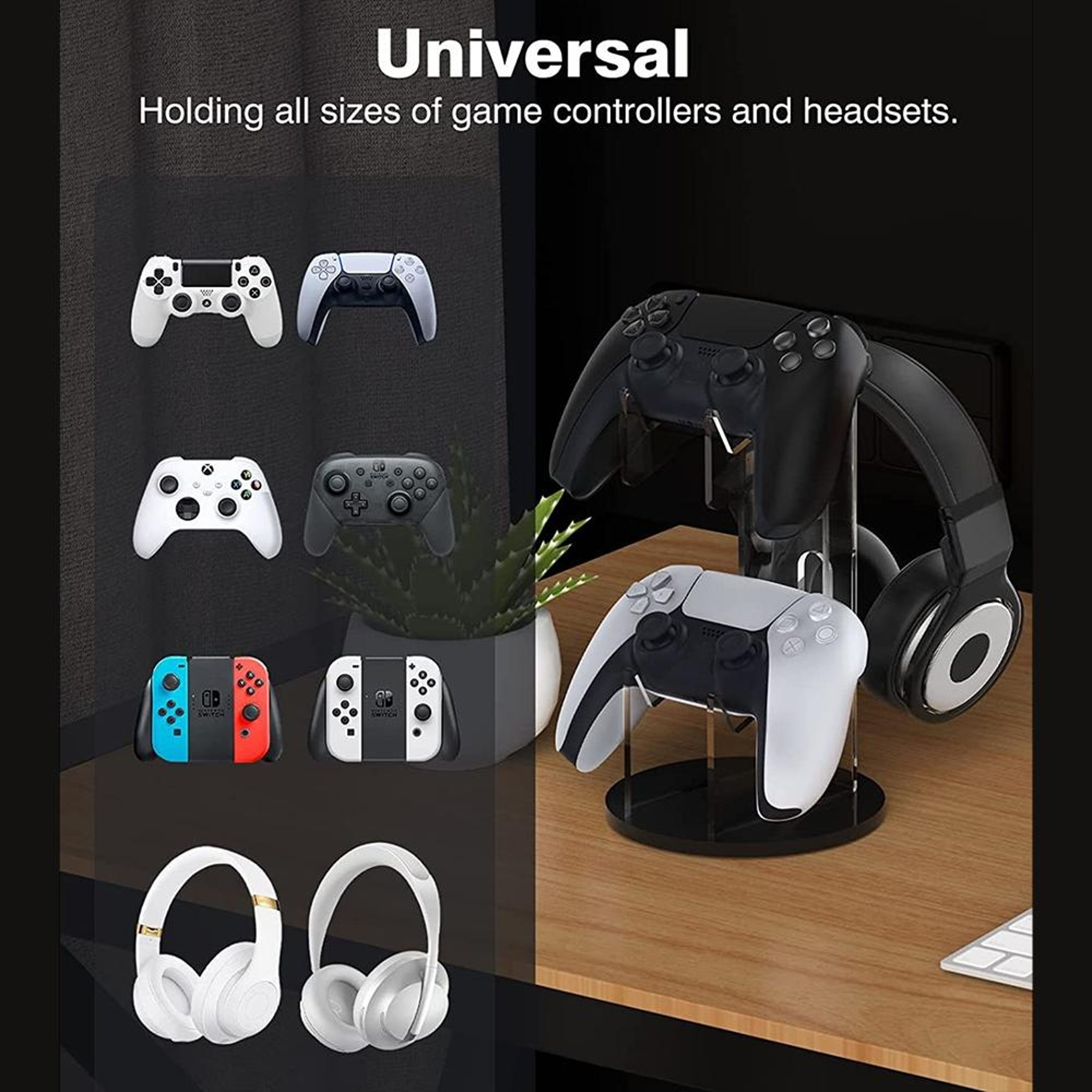 Gaming Desk Organizer Headphone Stand Gamepad Display Holder 4