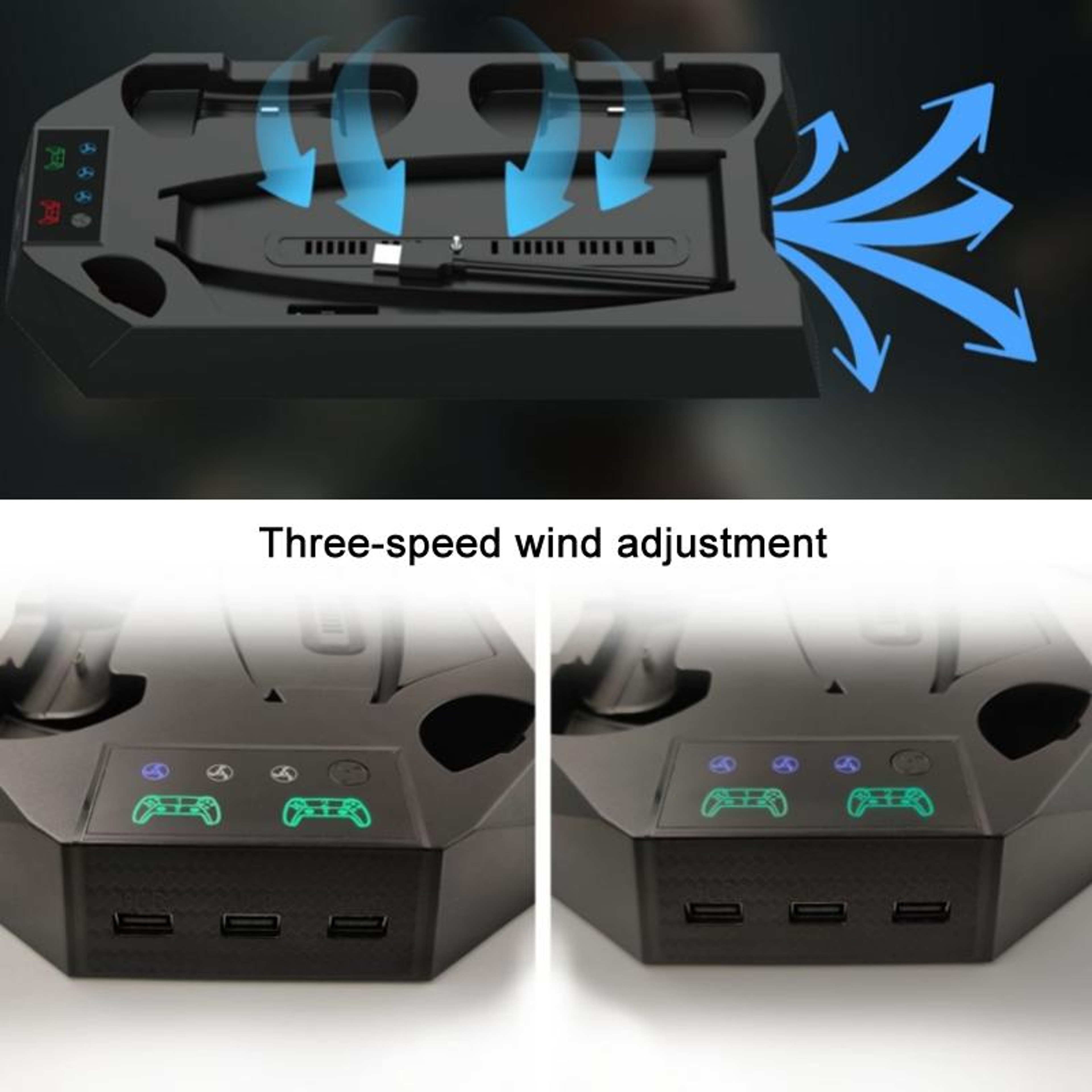 PS5 Cooling Stand with Dual Controller Charging Dock and 3 Speed Cooling Fan for PS5 Digital and Disc Edition – view 5