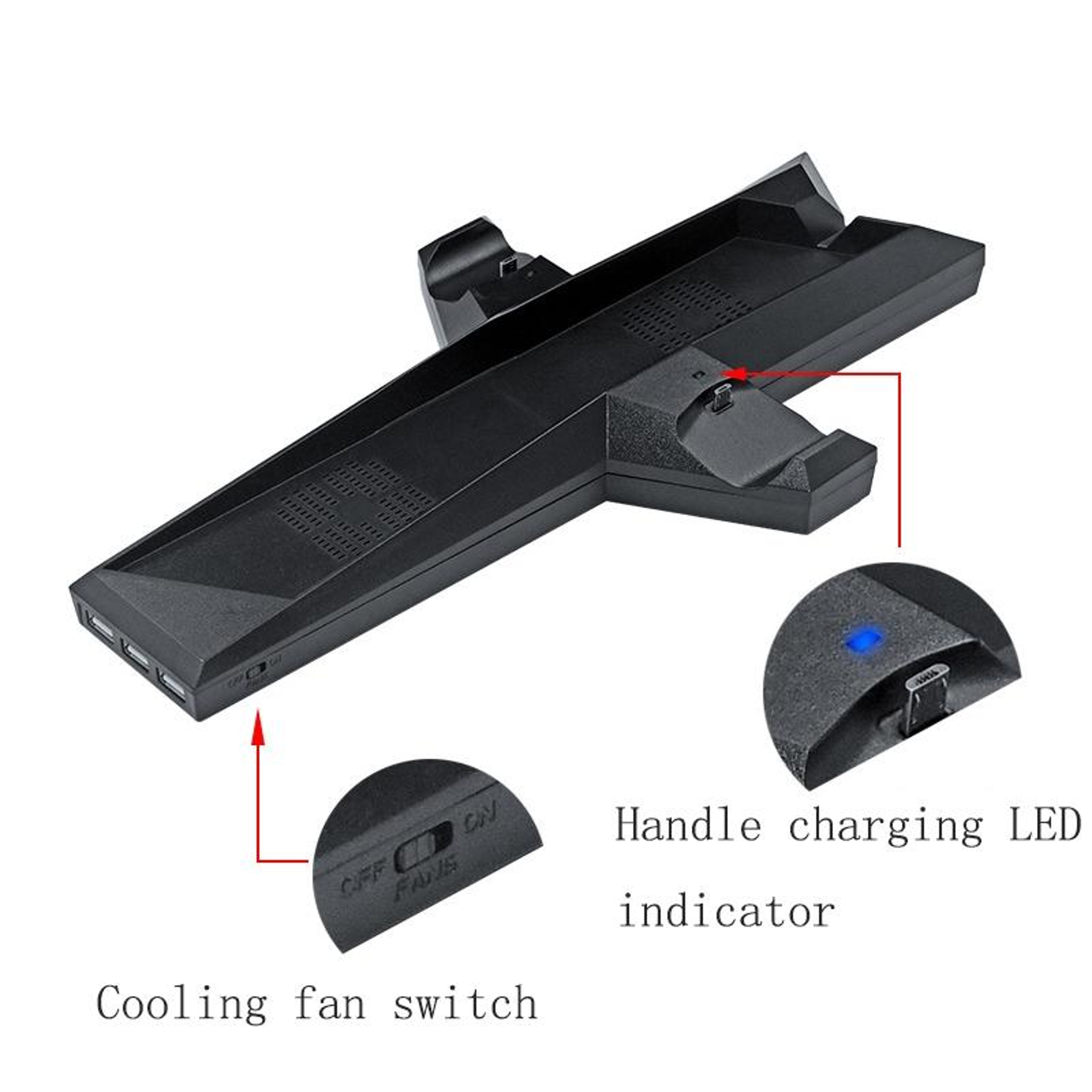 PS4 Slim PS4 Cooling Stand With Dual Controller Charging Station And USB Hub 4