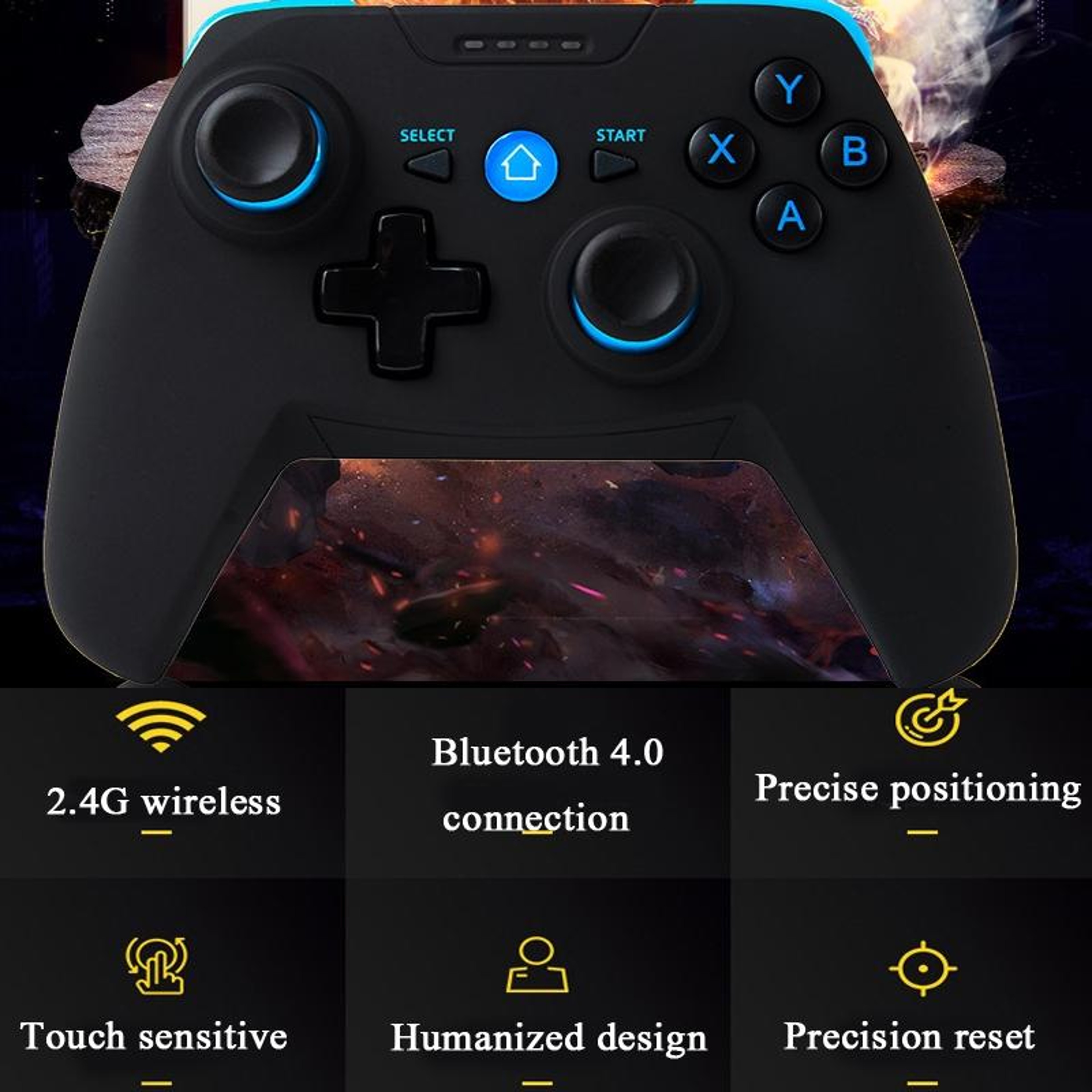 Wireless Game Controller Bluetooth Game Controller for Android iOS PC PS3 with Phone Bracket Receiver – view 3