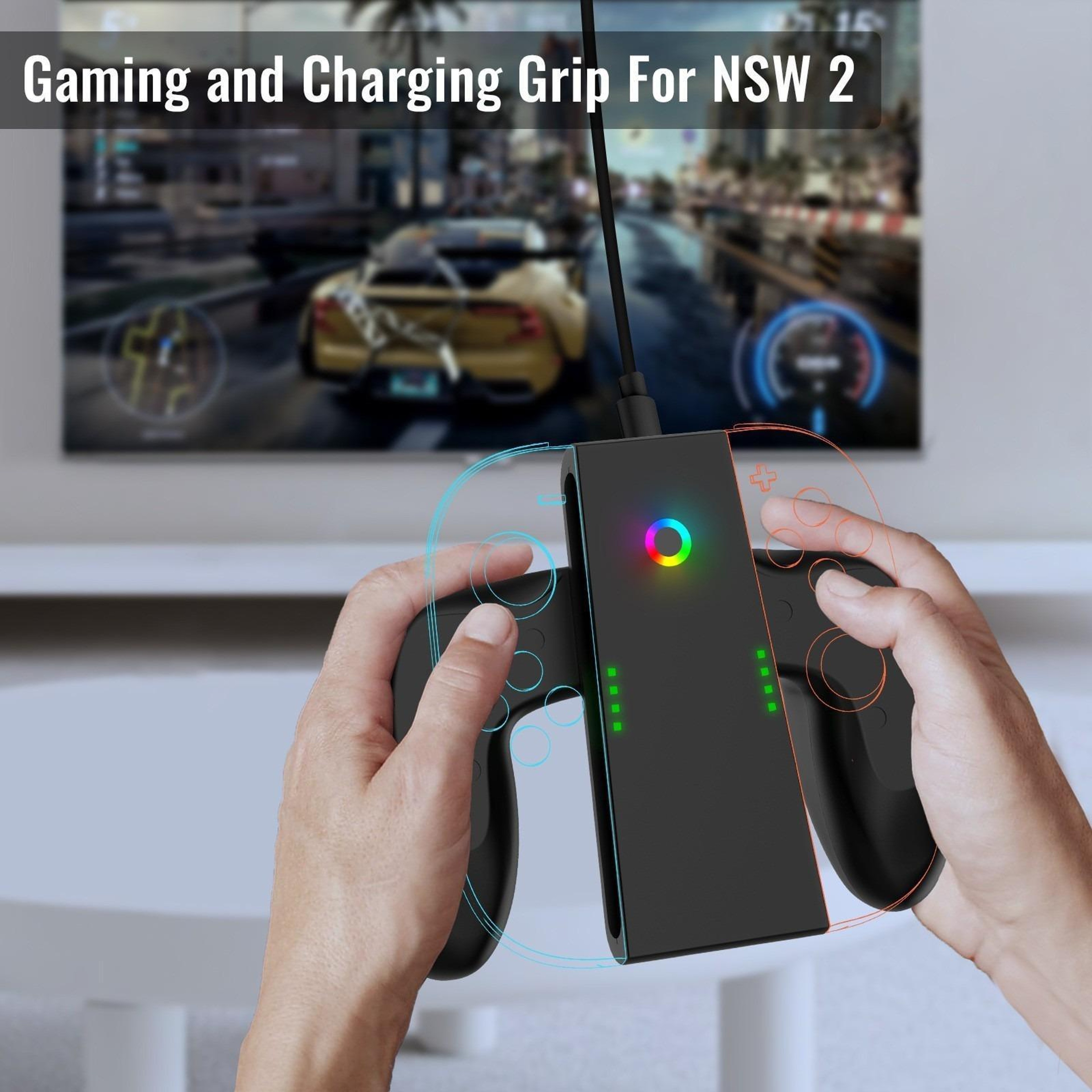 Nintendo Switch 2 Rechargeable Grip Ergonomic Joy Con Charging Grip Controller Handle 2