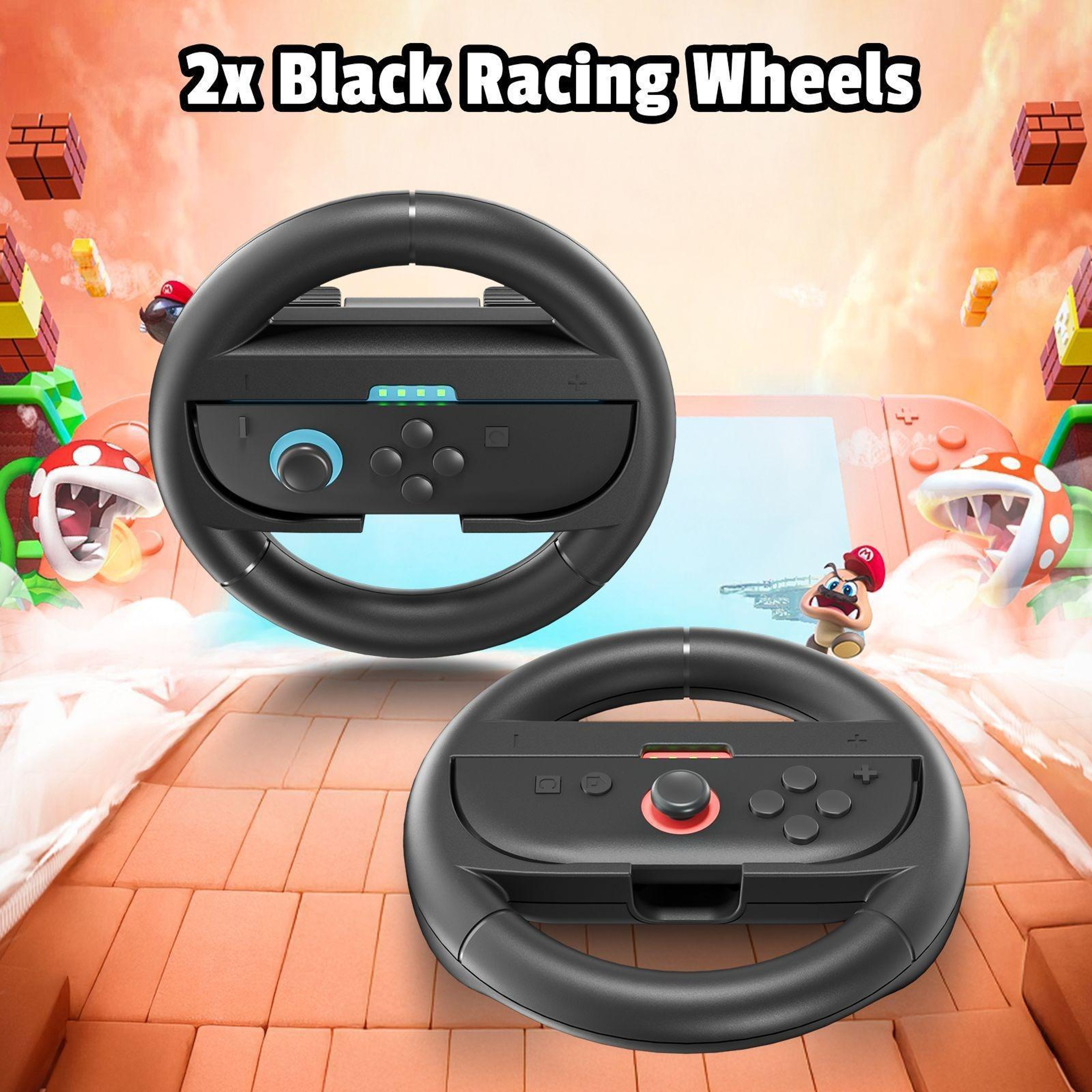 Nintendo Switch 2 Racing Steering Wheel Grip Set Dual Joy Con Controller Handles 1