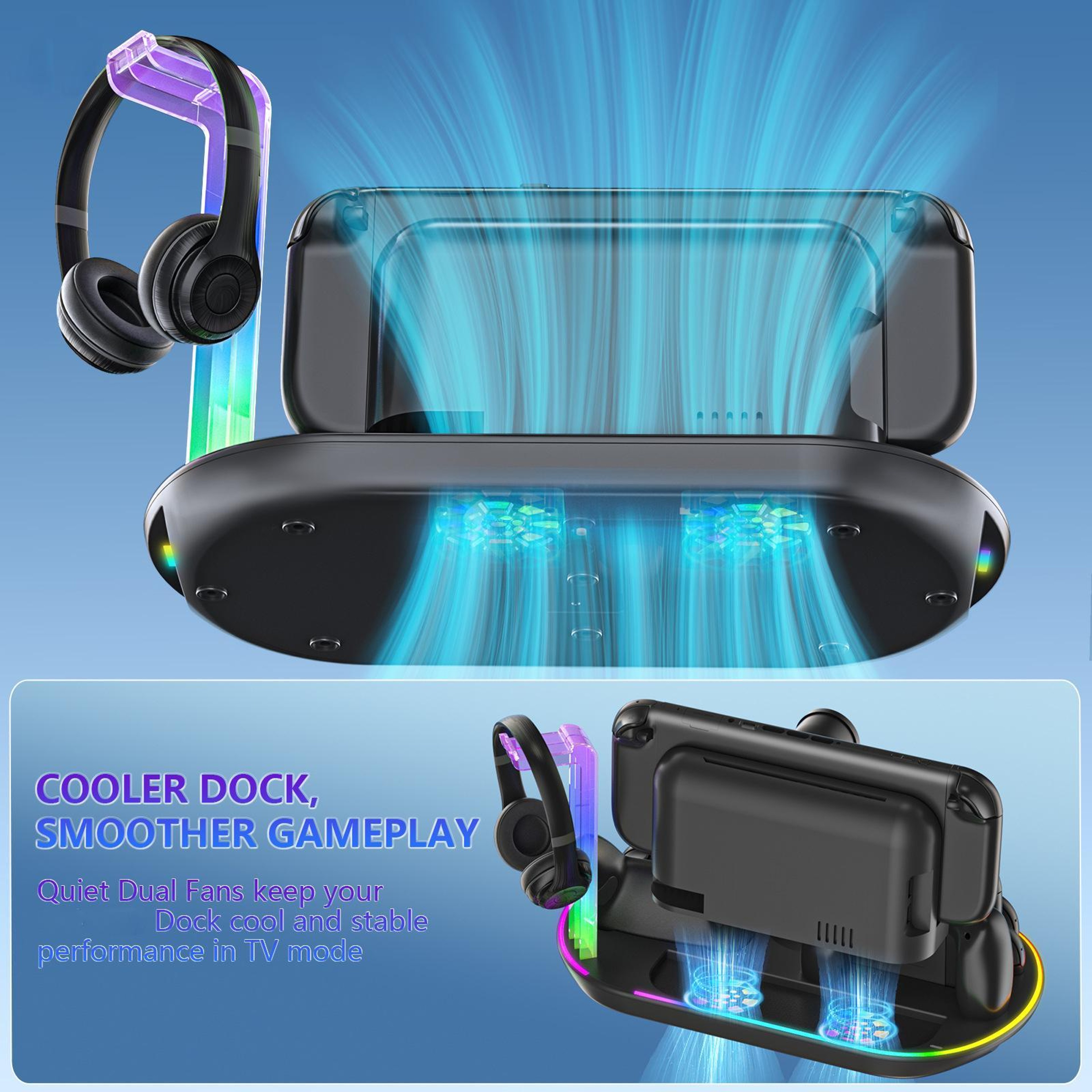 Nintendo Switch 2 Charging Dock With Cooling Fan Controller Charger And Storage Station 7