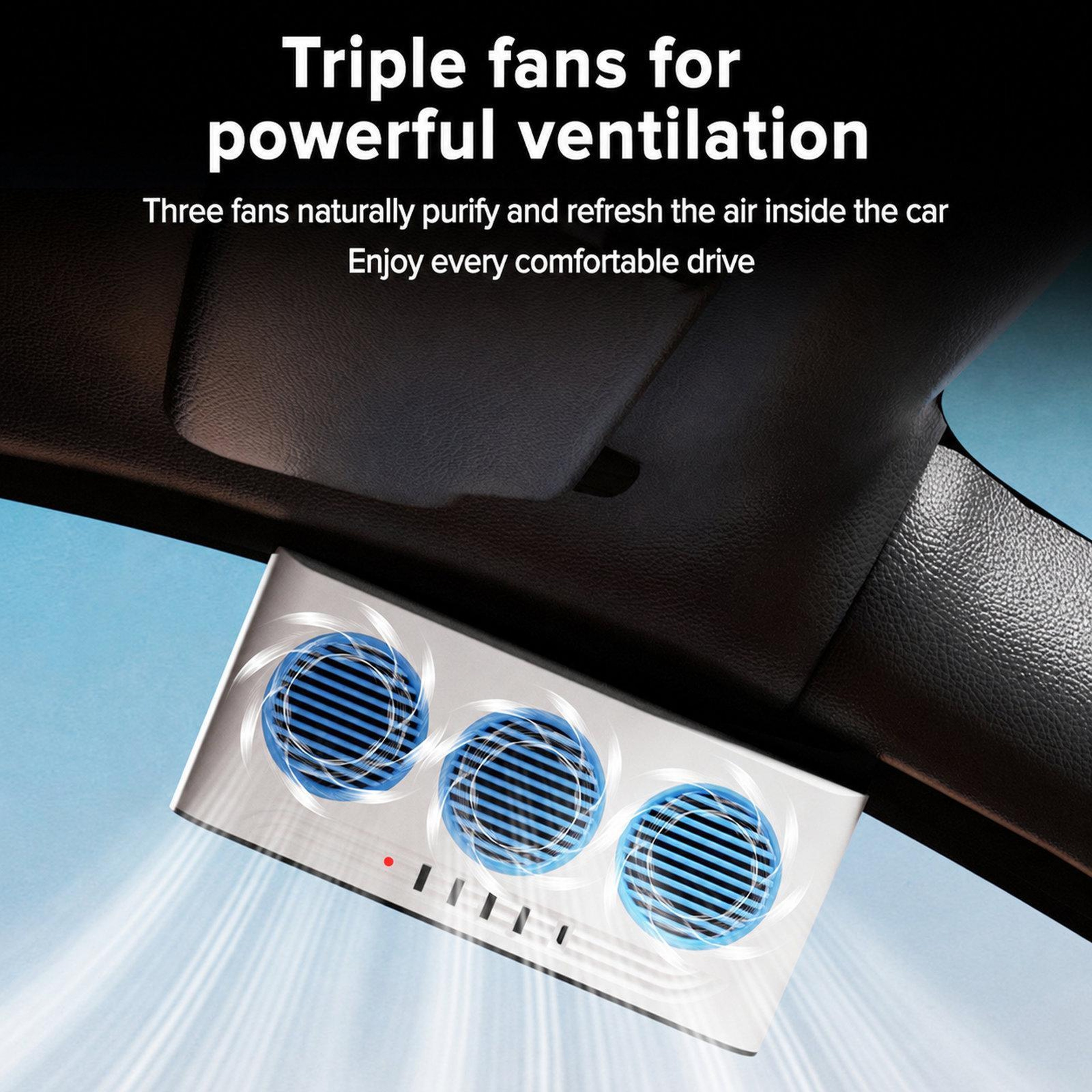 Solar Powered Car Exhaust Fan with Strobe Warning Light Window Air Circulation Vent – view 4