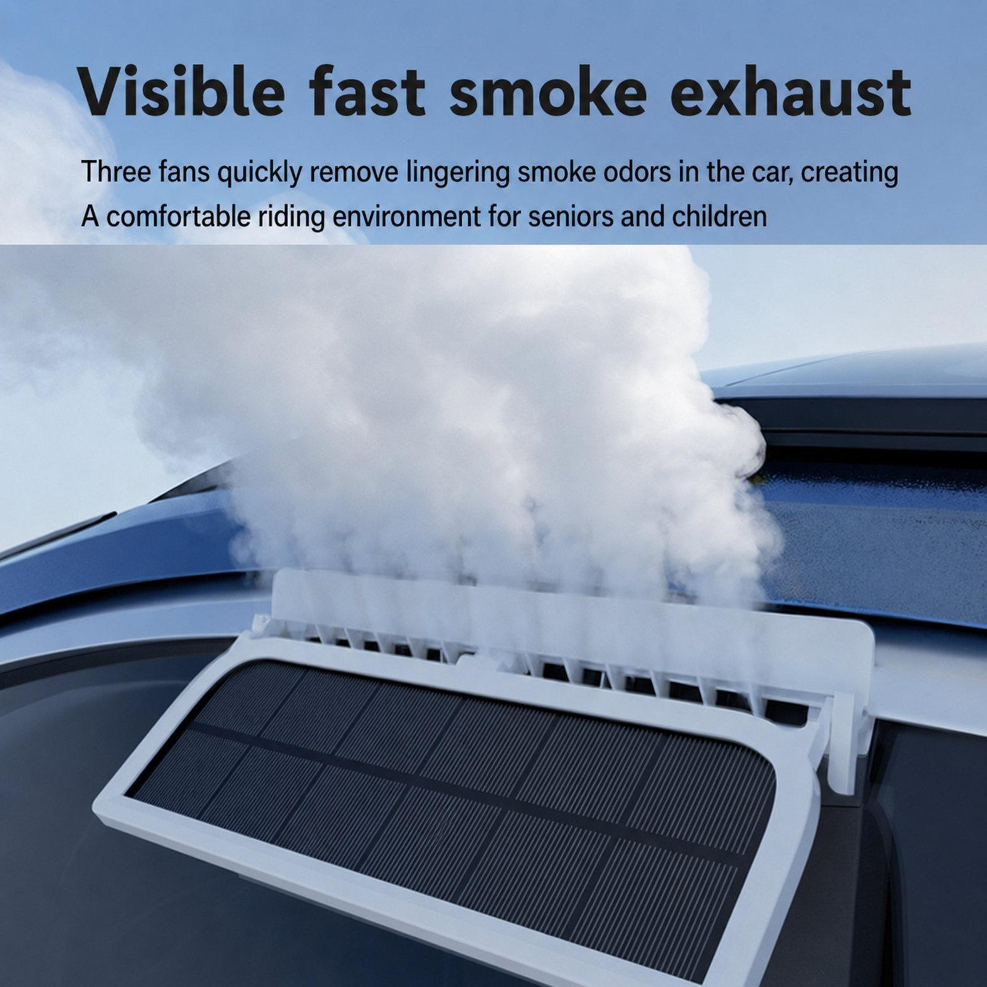 Solar Powered Car Exhaust Fan with Strobe Warning Light Window Air Circulation Vent – view 6