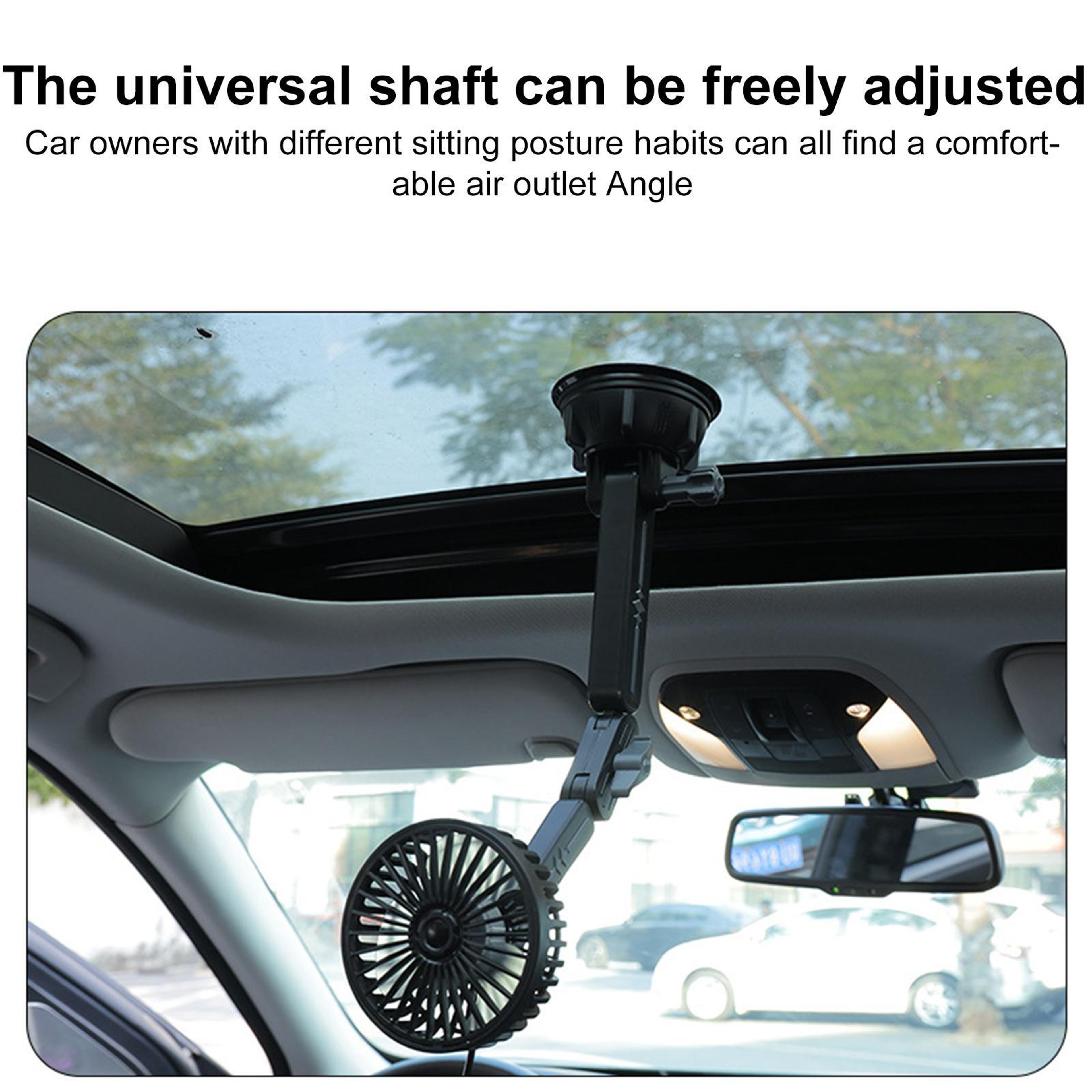 Car Suction Cup Fan USB Adjustable Portable Car Cooling Fan 1