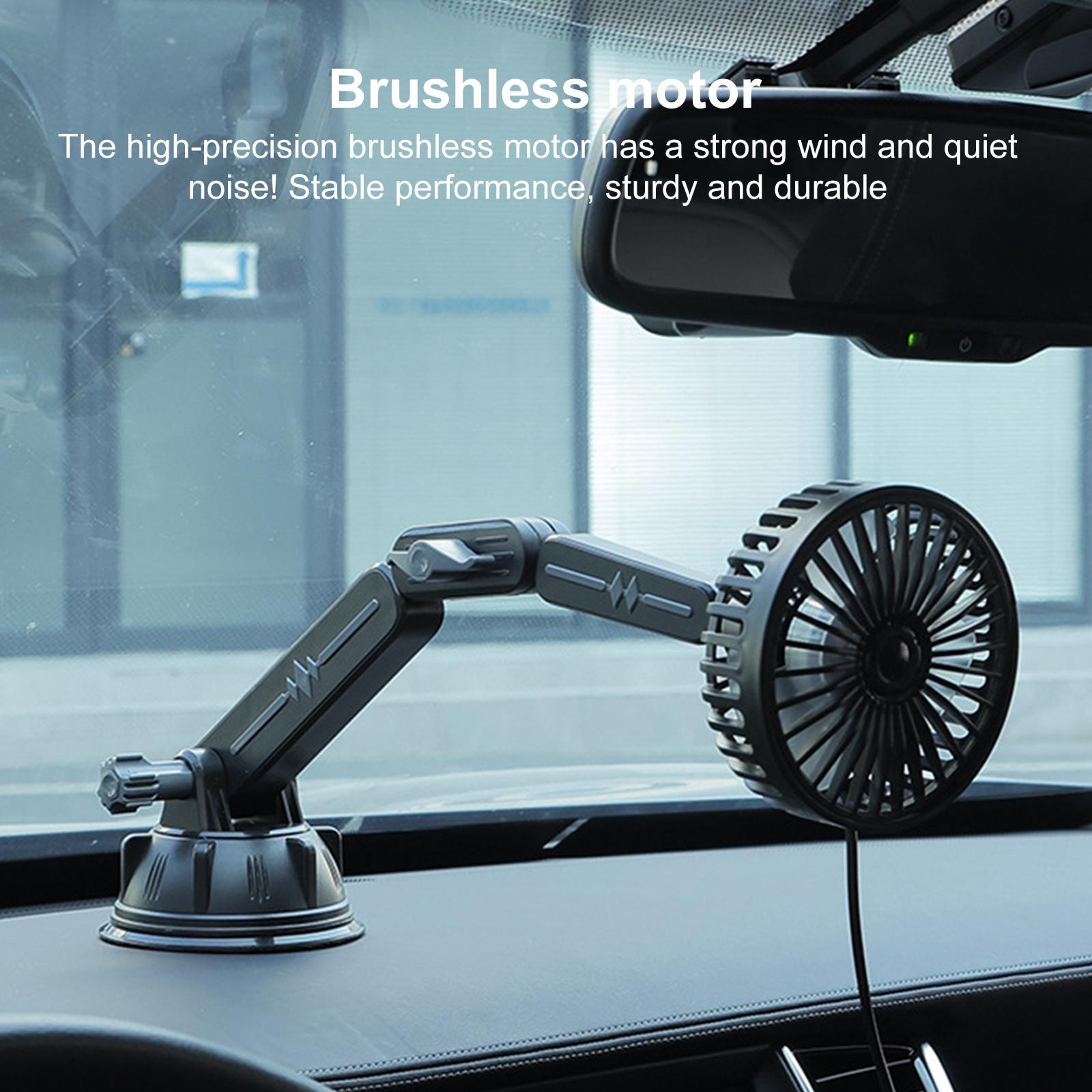 Car Suction Cup Fan USB Adjustable Portable Car Cooling Fan 5