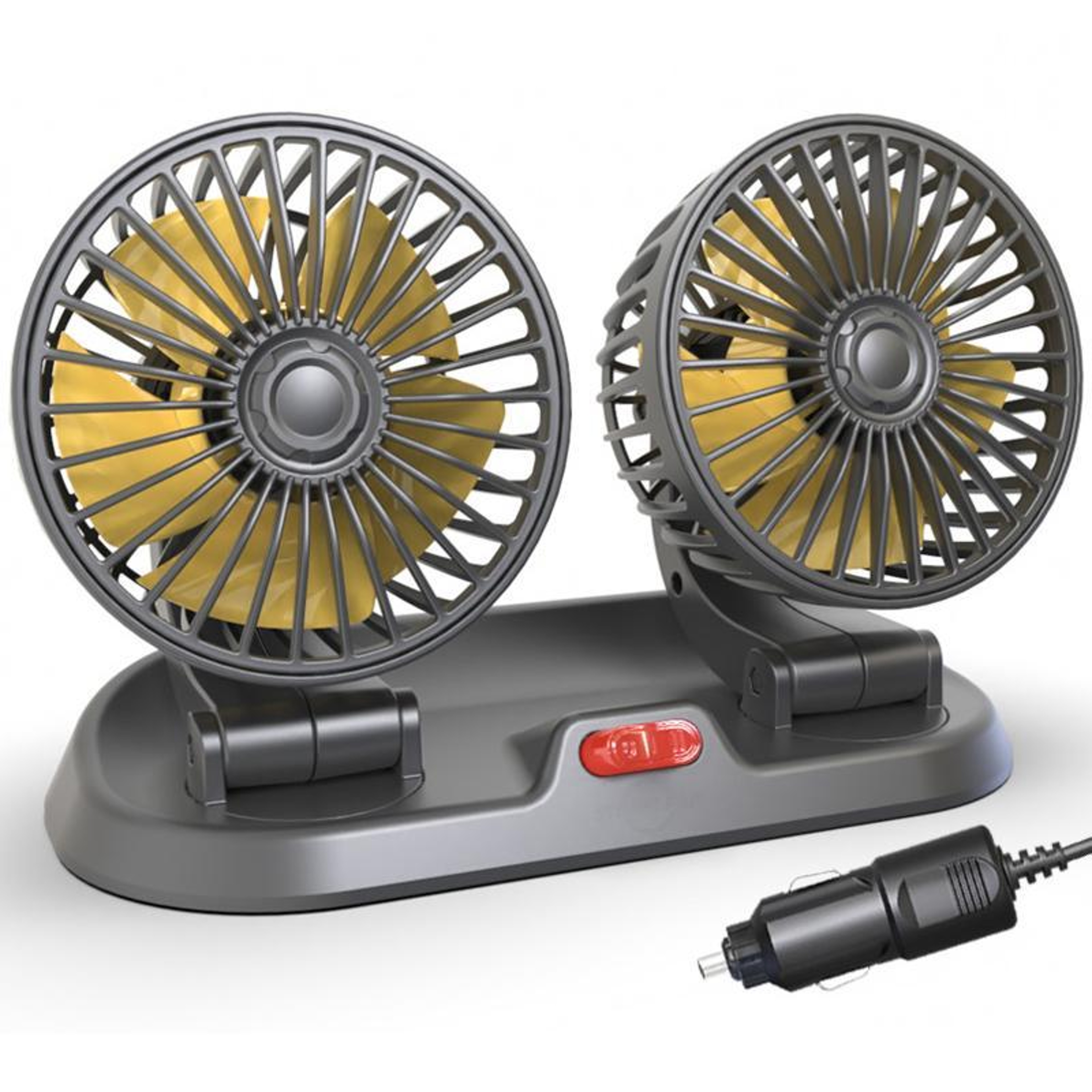 Car Cooling Fan 12V Dual Head Car Fan With Foldable Adjustable Dashboard Design 0