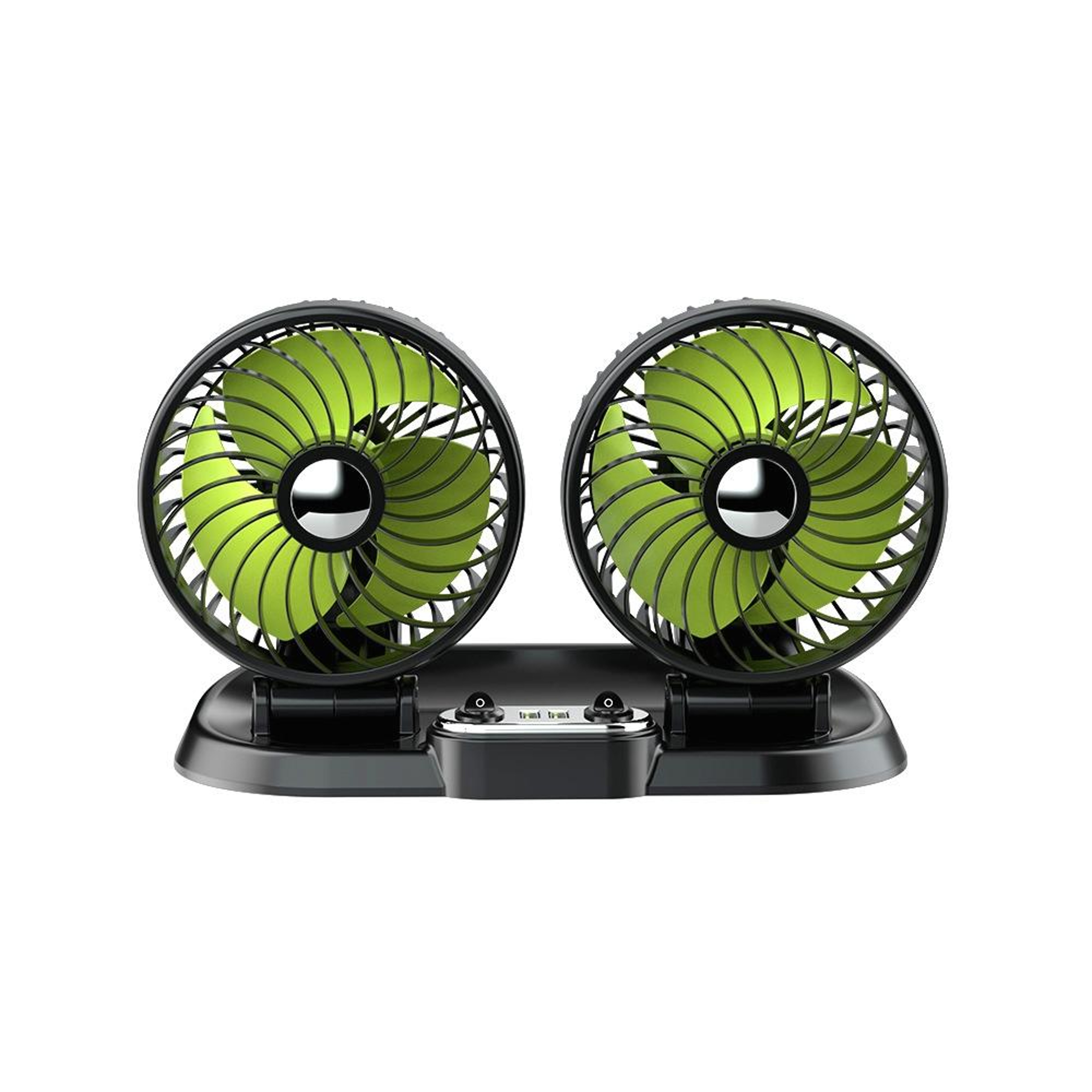 Car Cooling Fan Dual Head USB Car Fan with Rotatable Folding Design and Dual USB Charger – view 2