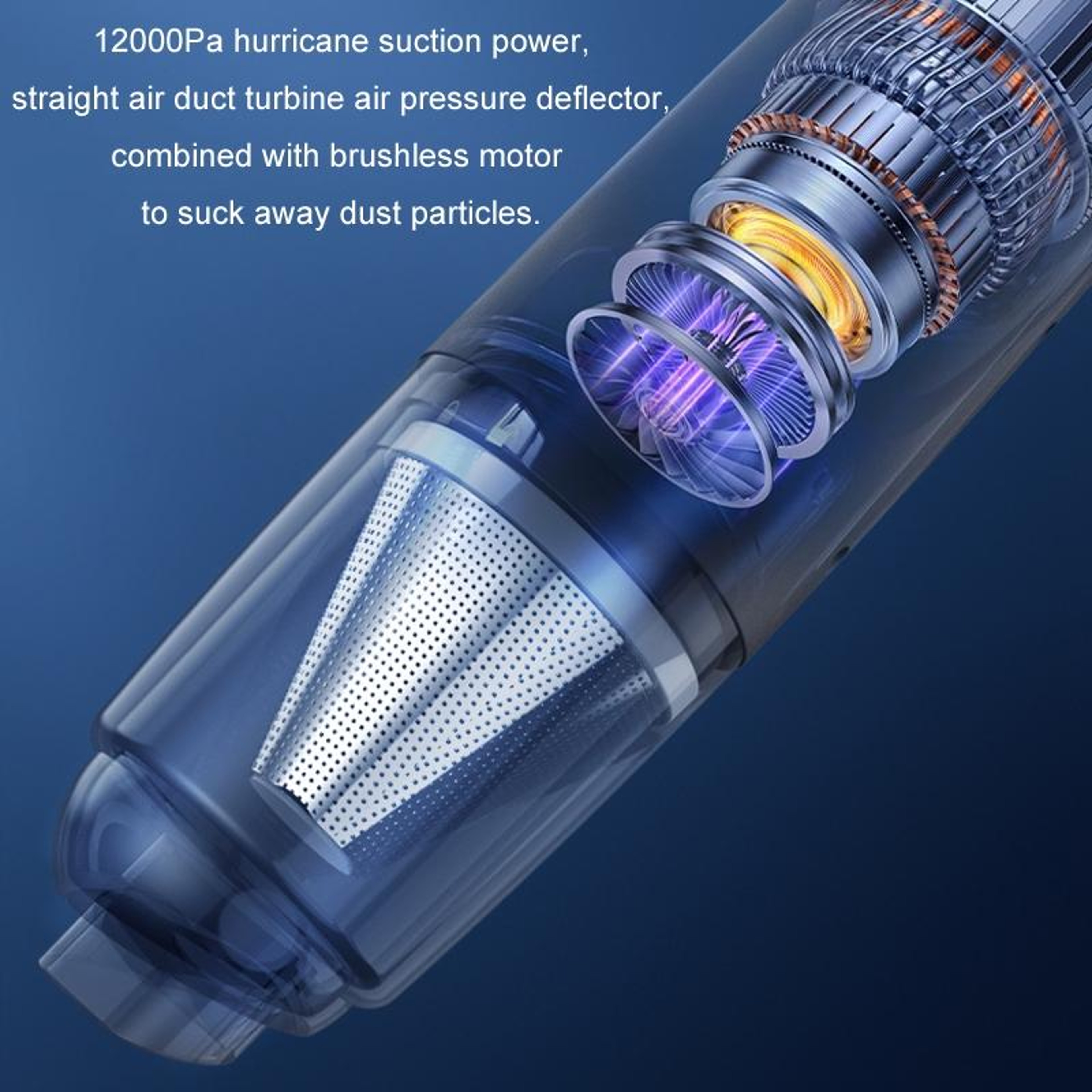 Handheld Car Vacuum Cleaner Cordless Mini Vacuum Cleaner with Air Blower and Stainless Steel Filter – view 6