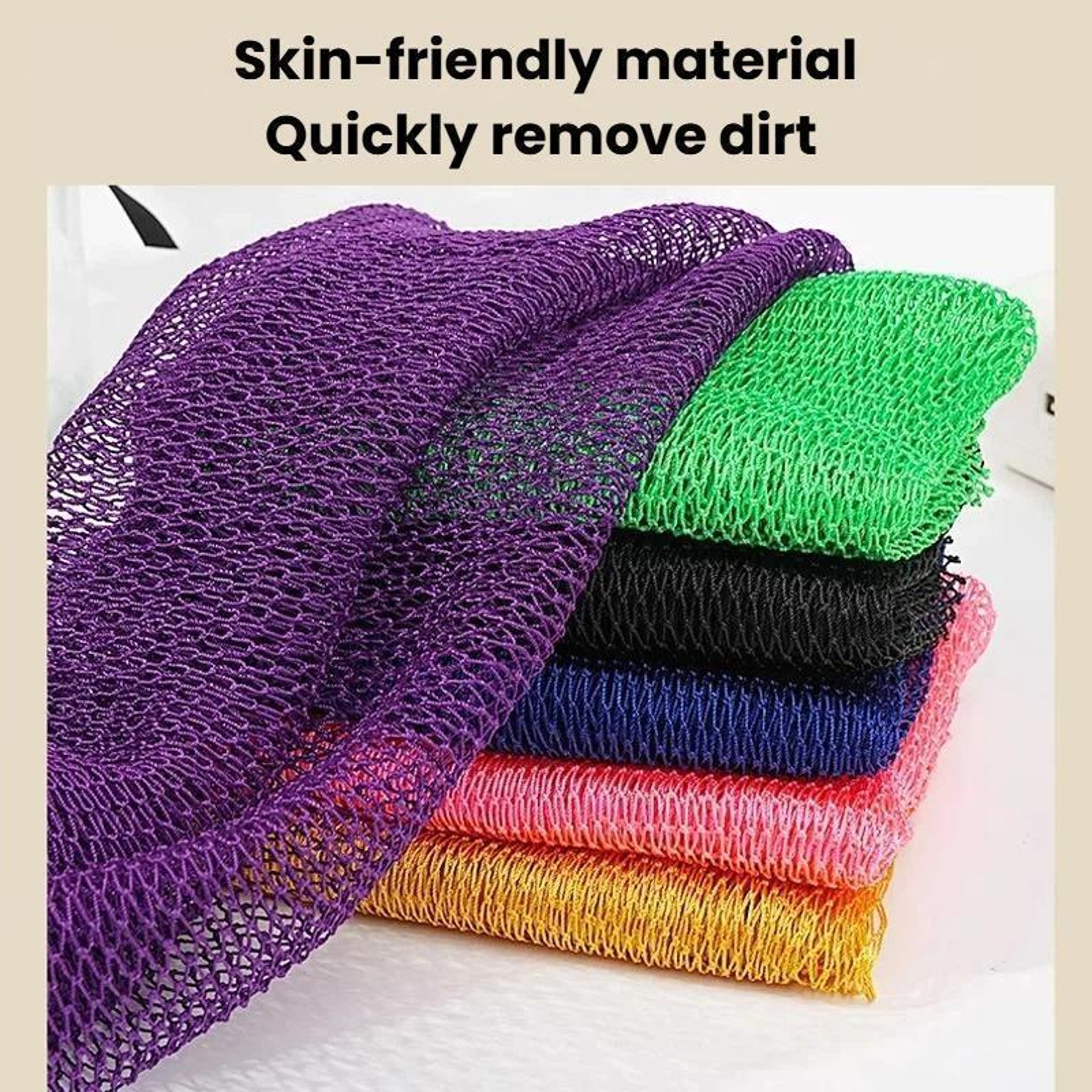 Long Nylon Exfoliating Bath Towel with Drawstring High Elastic Back Scrubber for Shower and Sauna – view 2