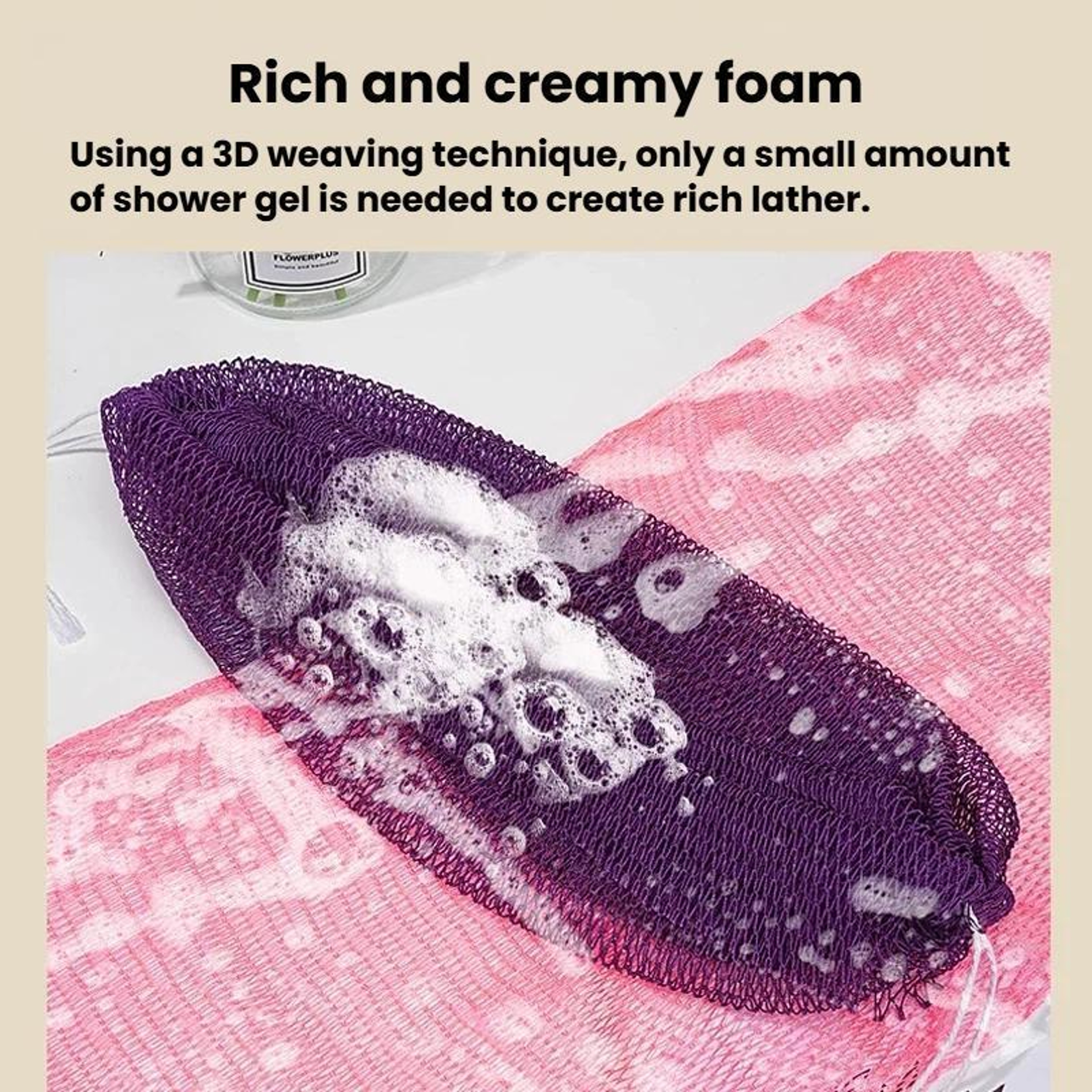 Long Nylon Exfoliating Bath Towel with Drawstring High Elastic Back Scrubber for Shower and Sauna – view 4