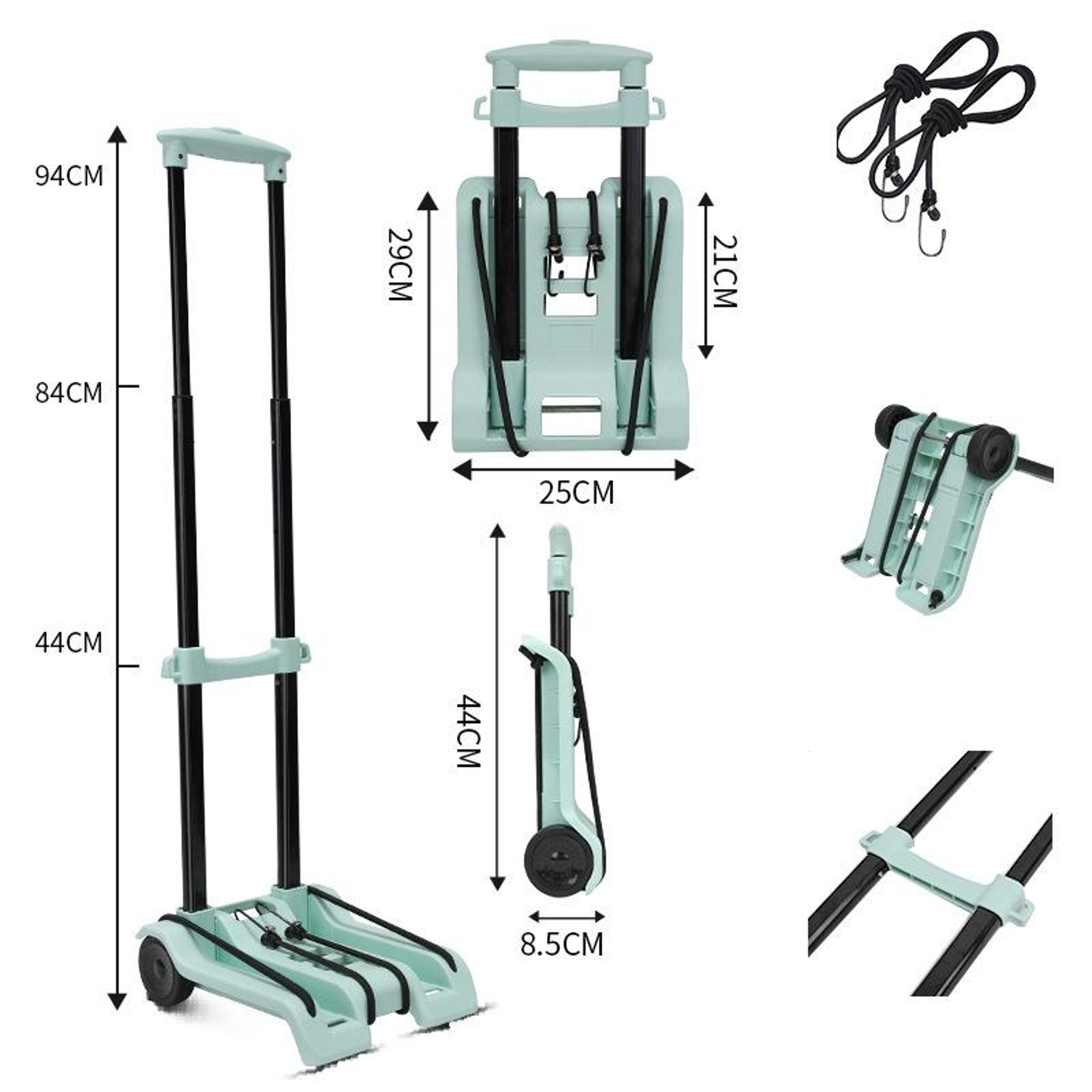 Portable Folding Shopping Cart with Wheels Heavy Duty Collapsible Grocery Utility Cart – view 2
