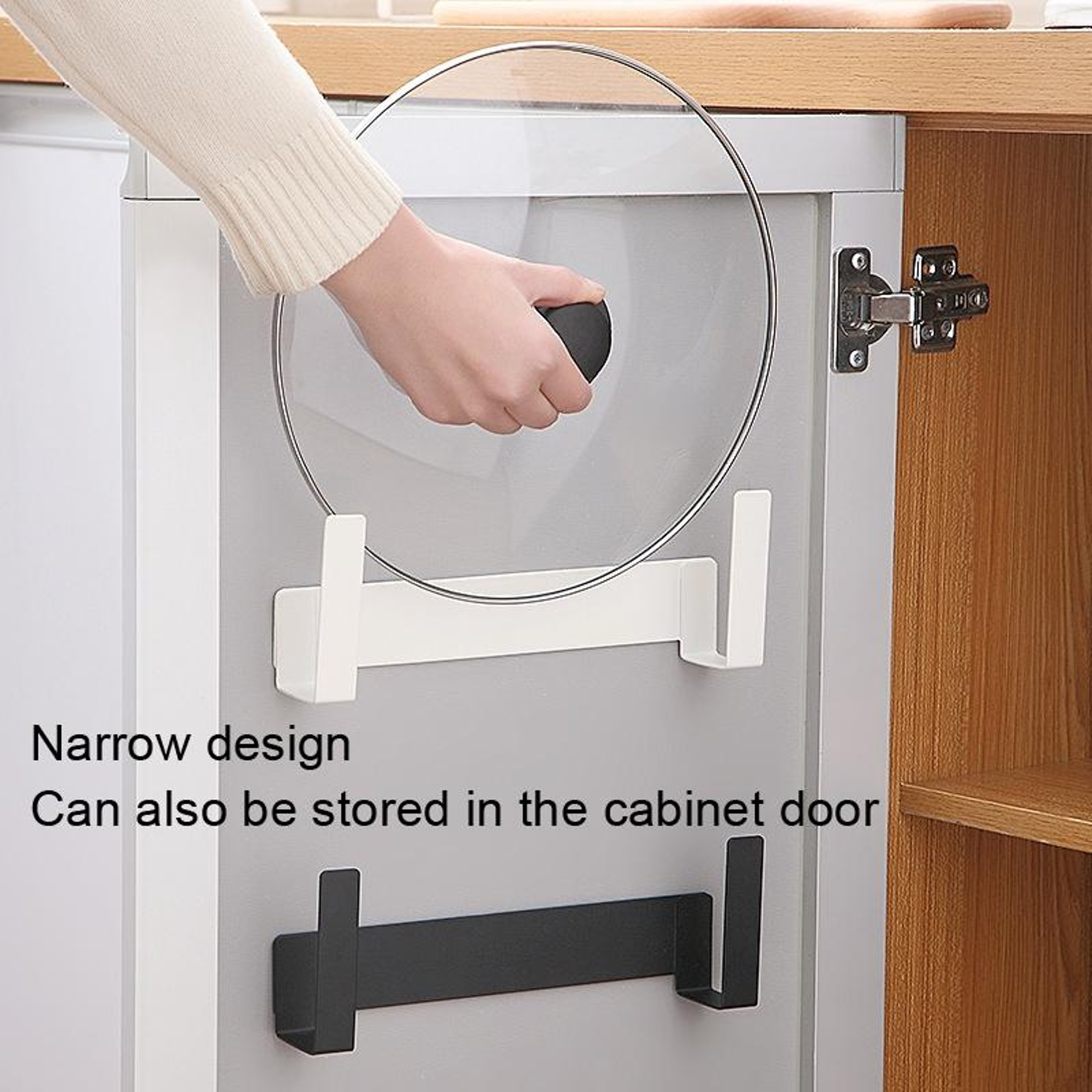 Wall Mounted Pot Lid Holder And Cutting Board Rack Carbon Steel Kitchen Organizer 4