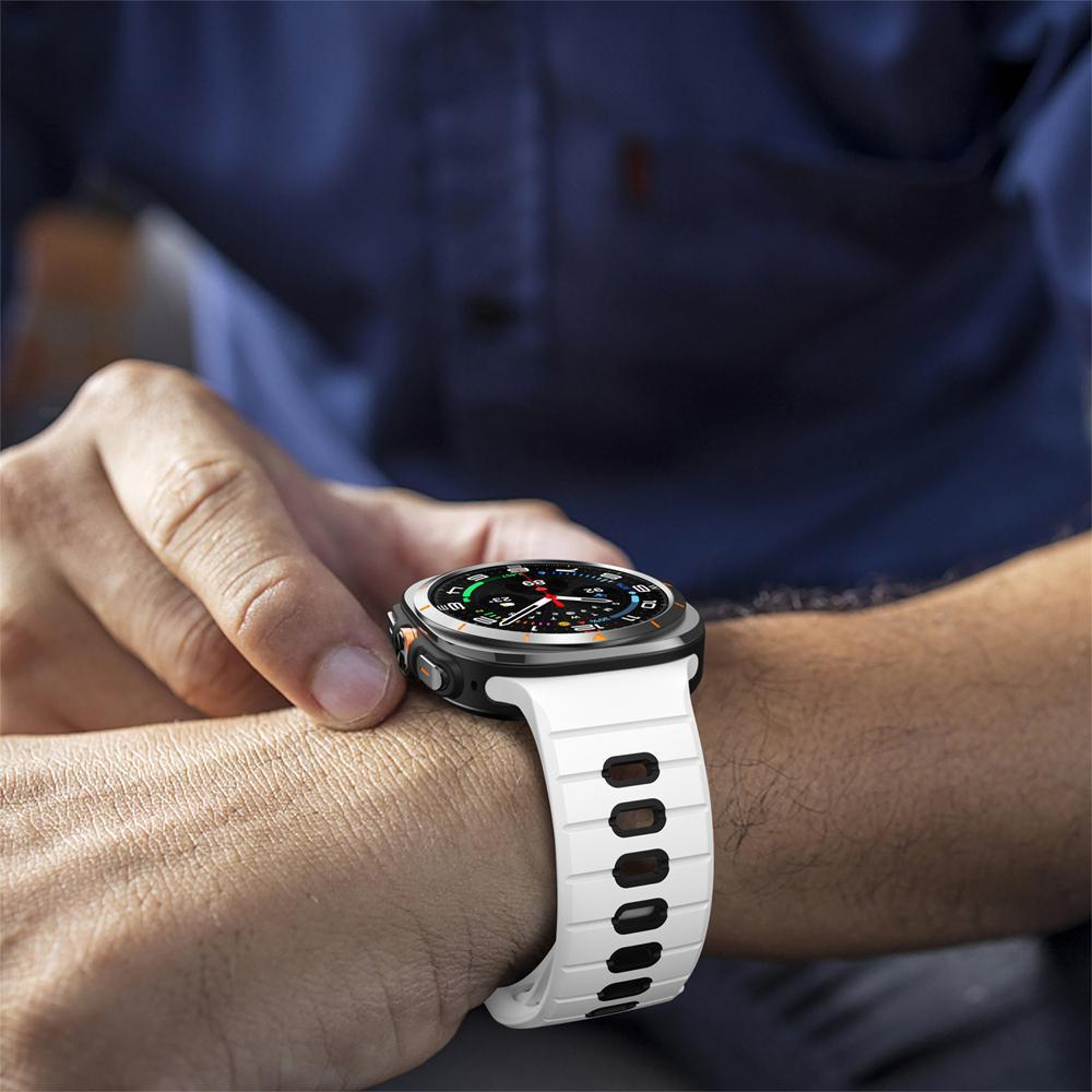 Samsung Galaxy Watch Ultra Silicone Sport Band with Reverse Buckle and Striped Design – view 6