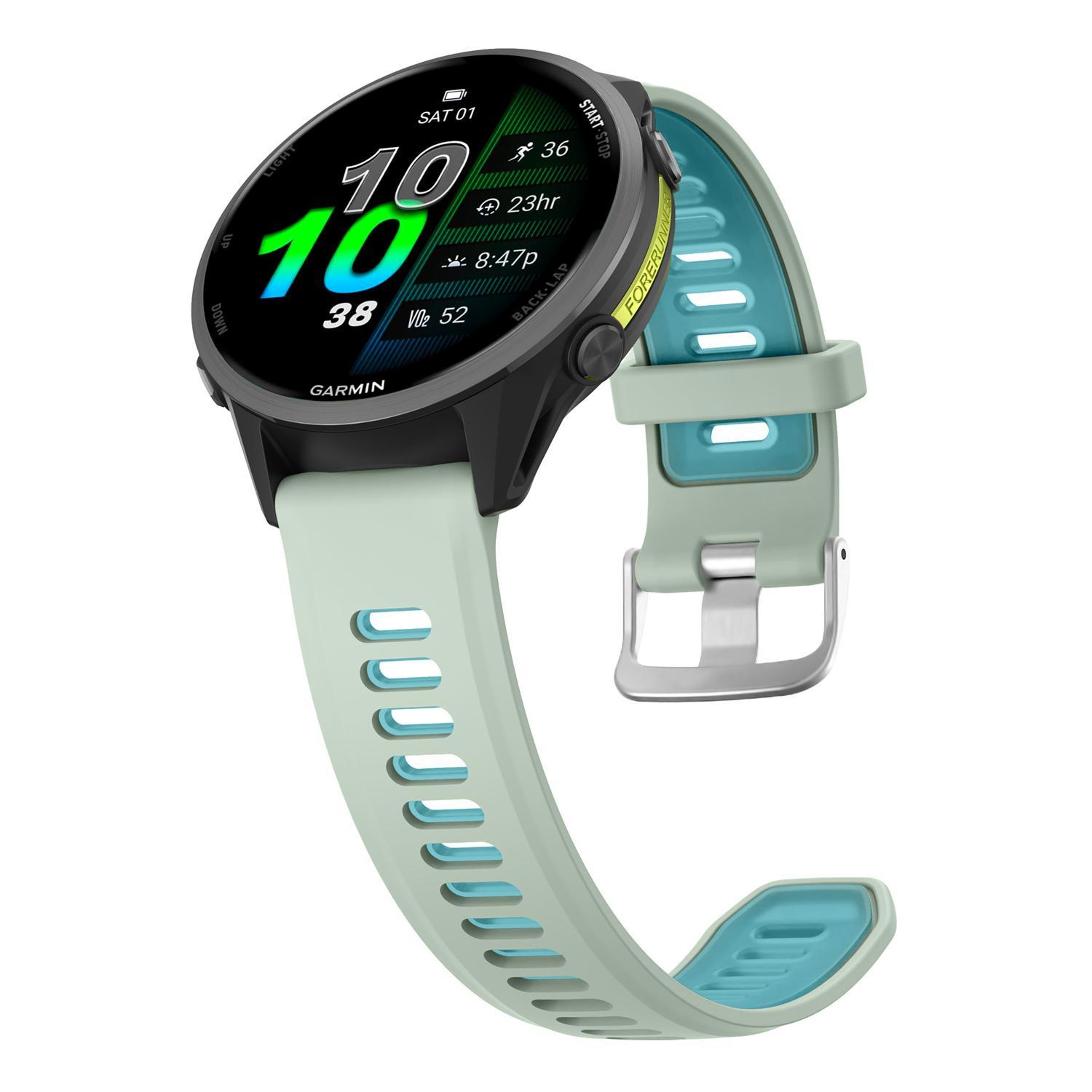 Garmin Forerunner Silicone Watch Band Two Color Replacement Strap with Silver Buckle – view 4