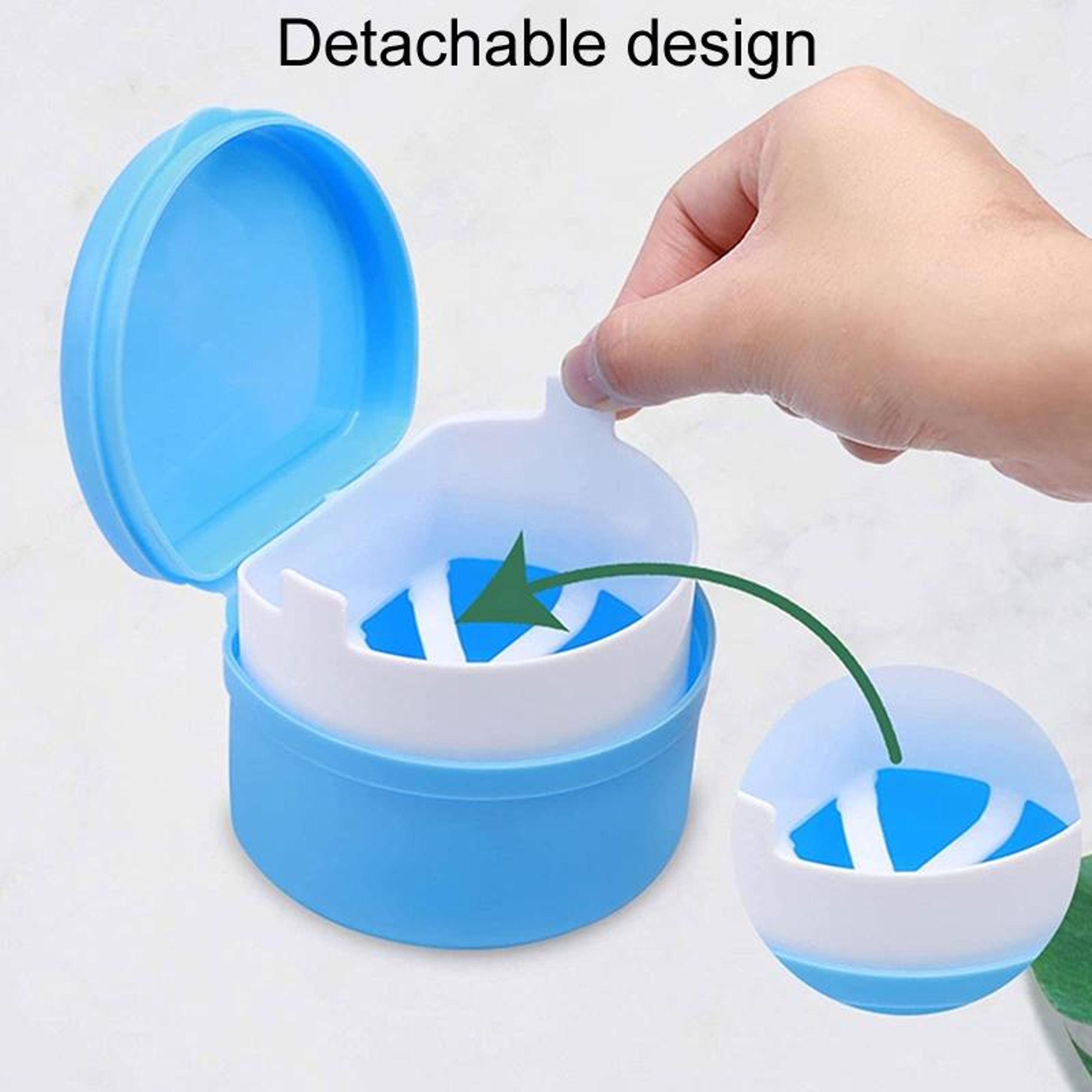 Portable Retainer Cleaning Case Denture Soaking Box with Filter Basket for Braces and Aligners – view 6