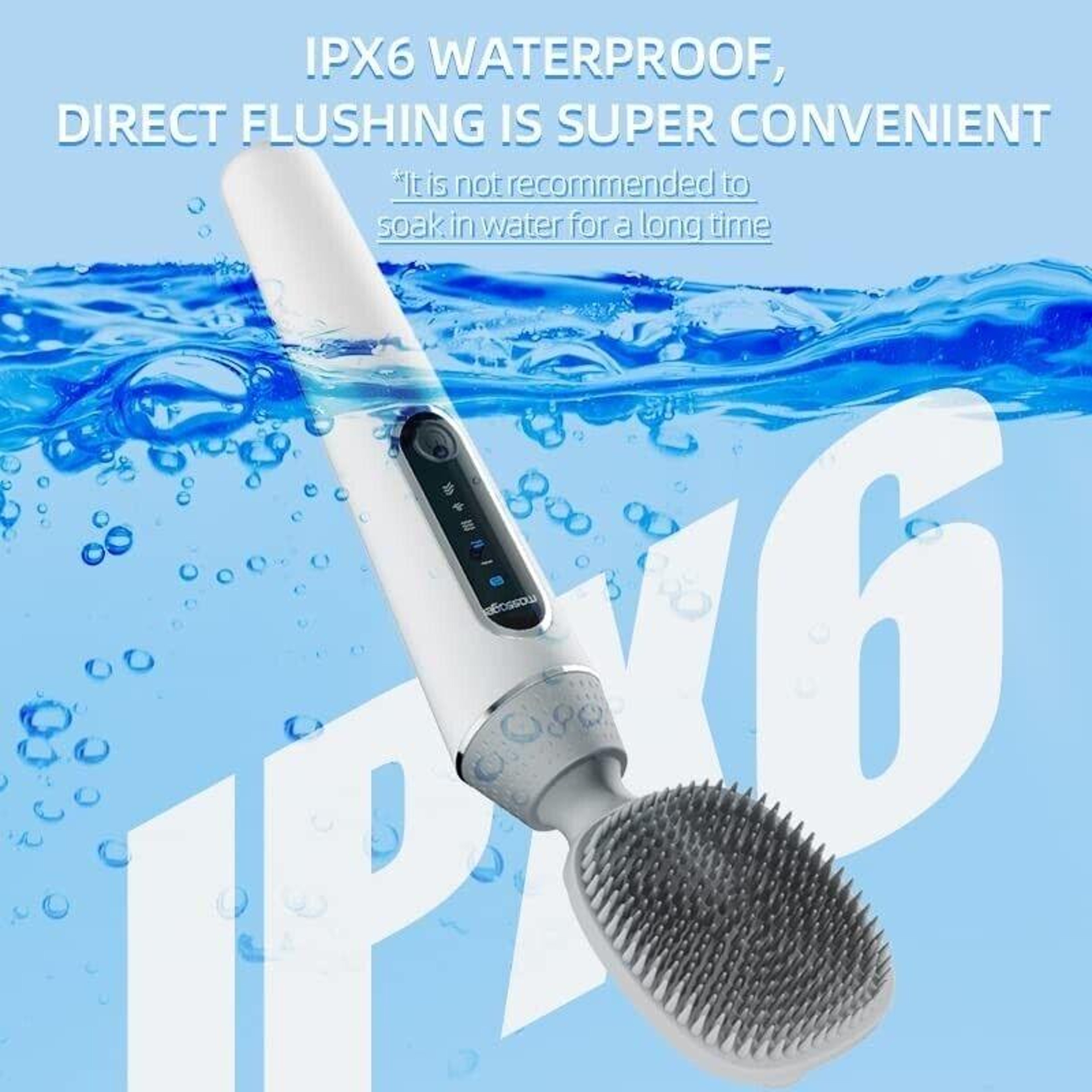 Electric Bath Brush Silicone Body Scrubber Long Handle Vibrating Back Spa Brush 7