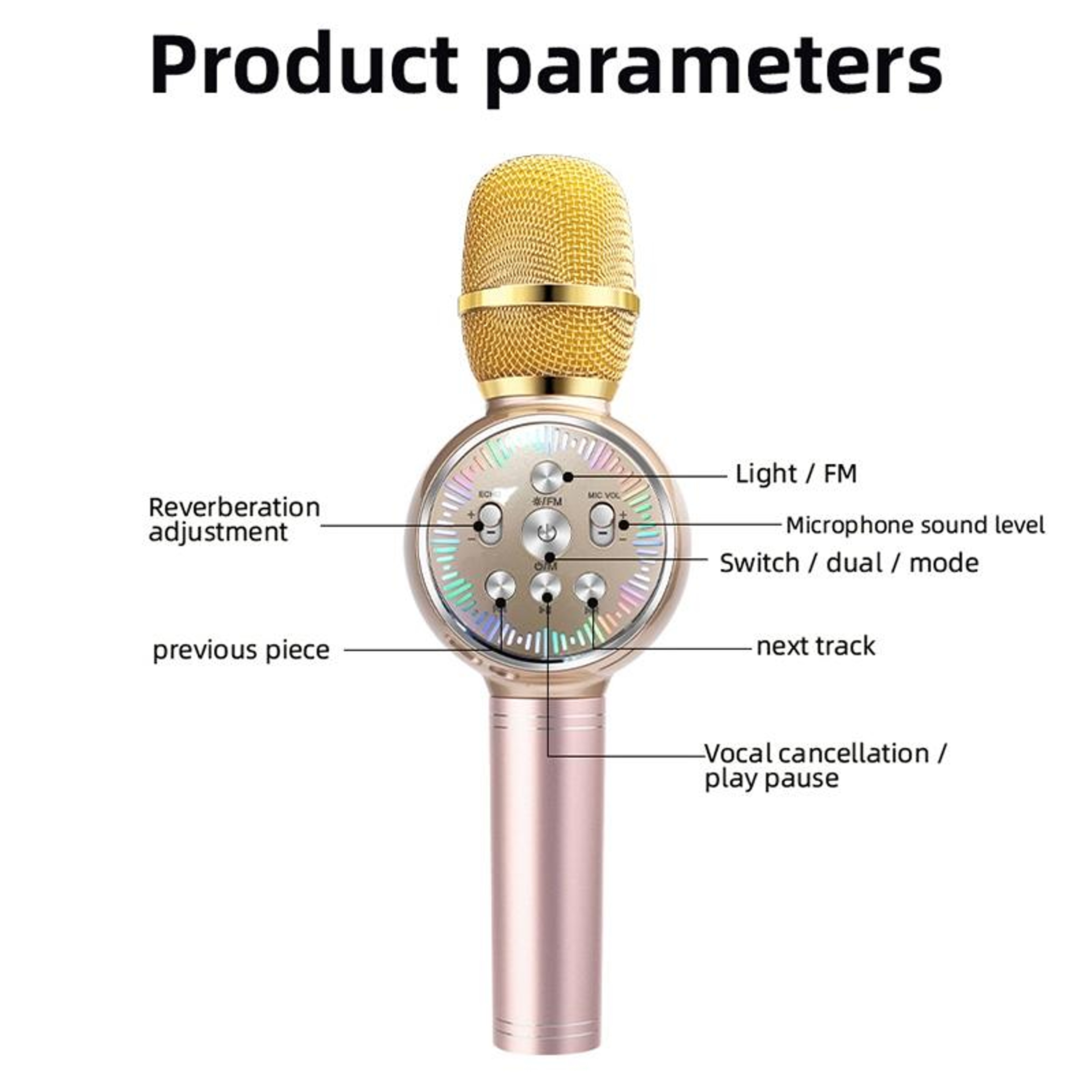 K2 Bluetooth Karaoke Wireless Microphone With Colorful LED Lights 1