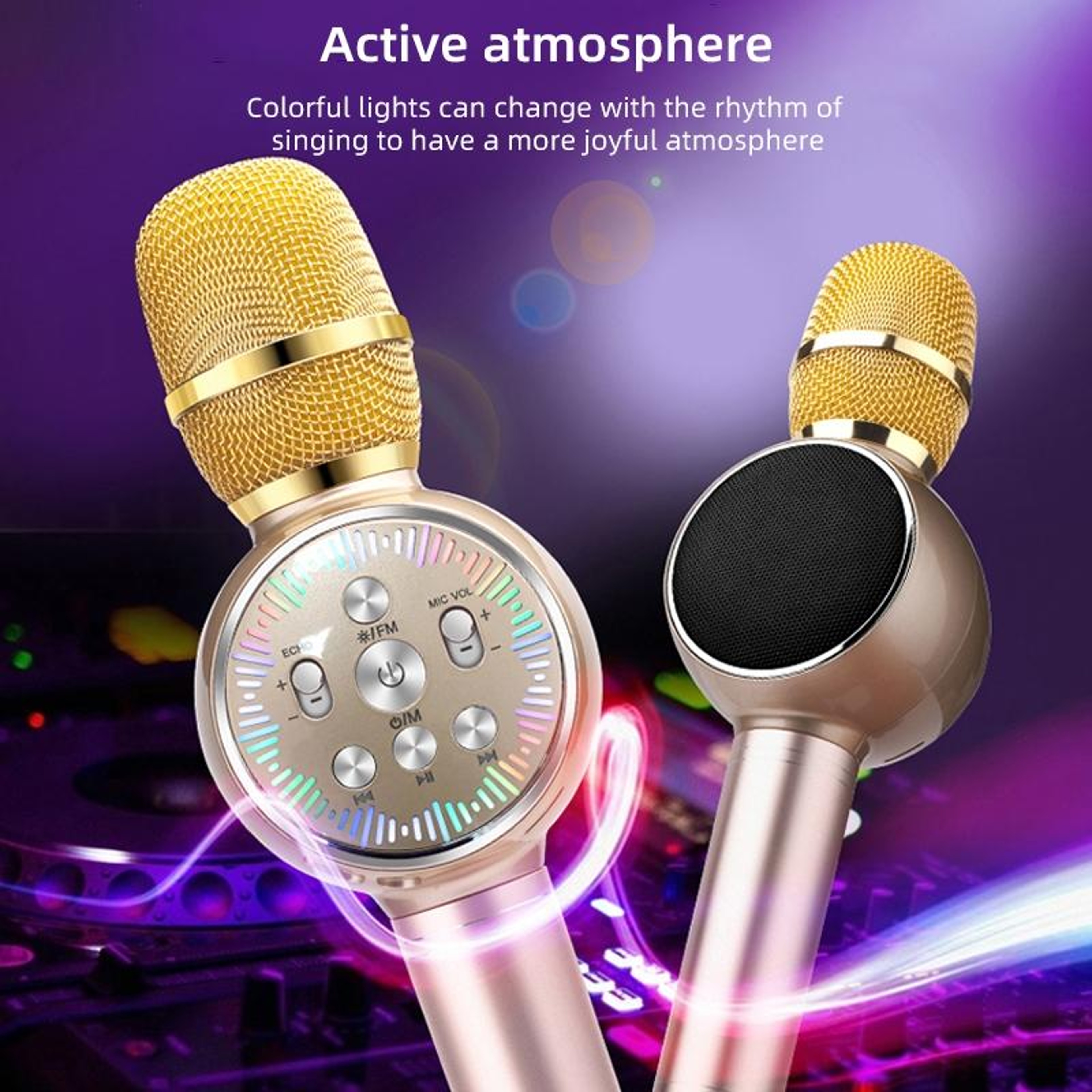 K2 Bluetooth Karaoke Wireless Microphone With Colorful LED Lights 3
