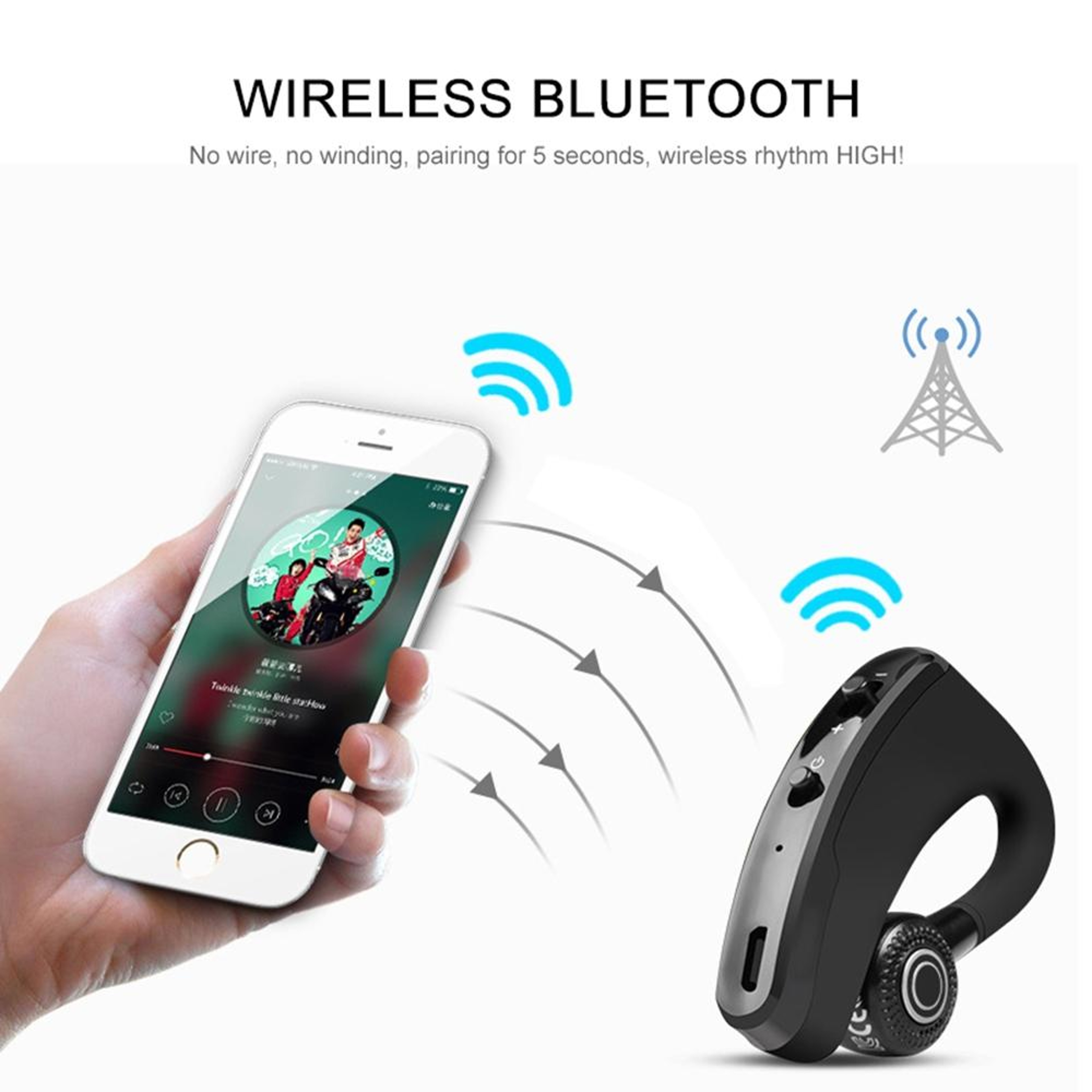 Bluetooth Headset Wireless Handsfree Headset with Mic for Driving Business and Sports – view 12