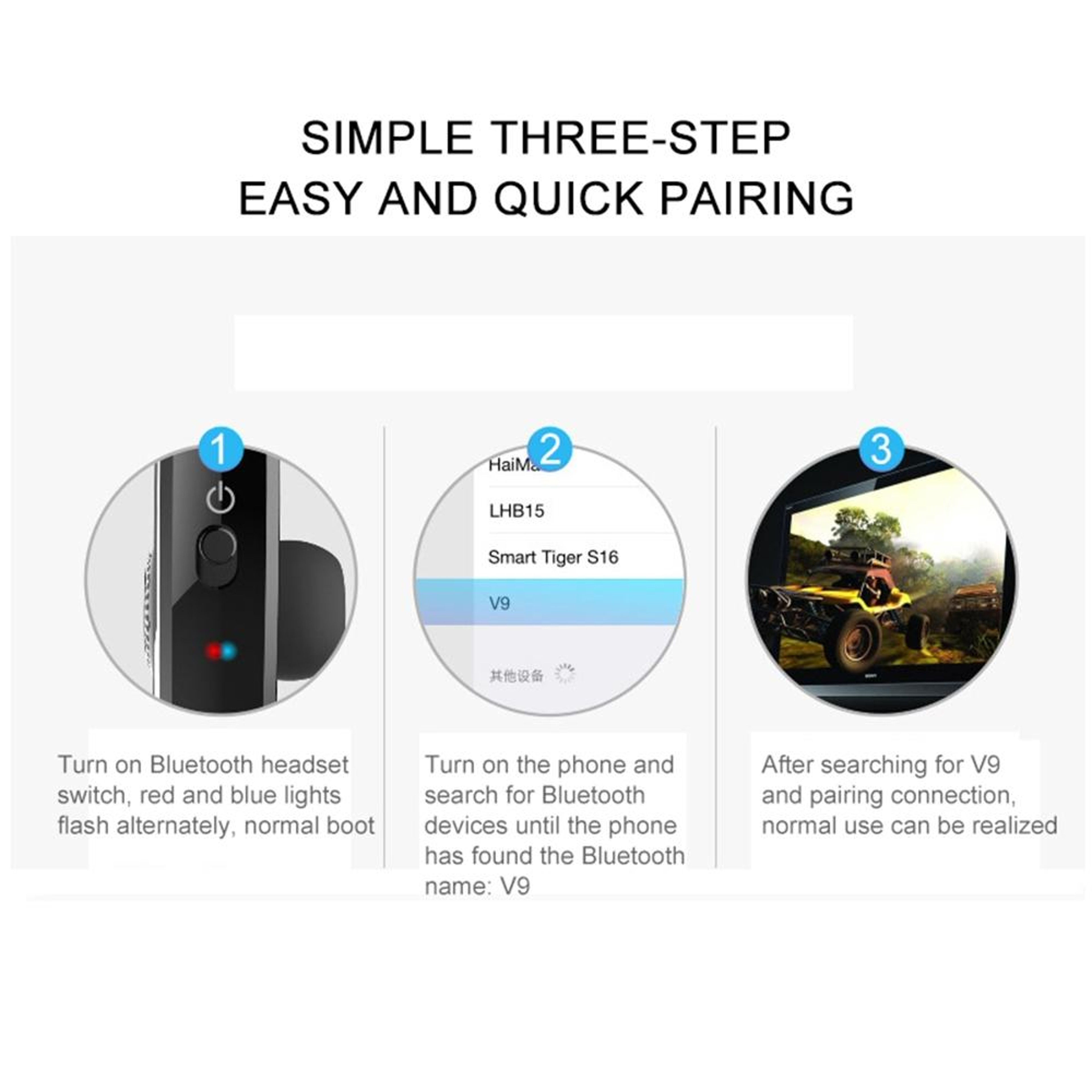 Bluetooth Headset Wireless Handsfree Headset with Mic for Driving Business and Sports – view 8